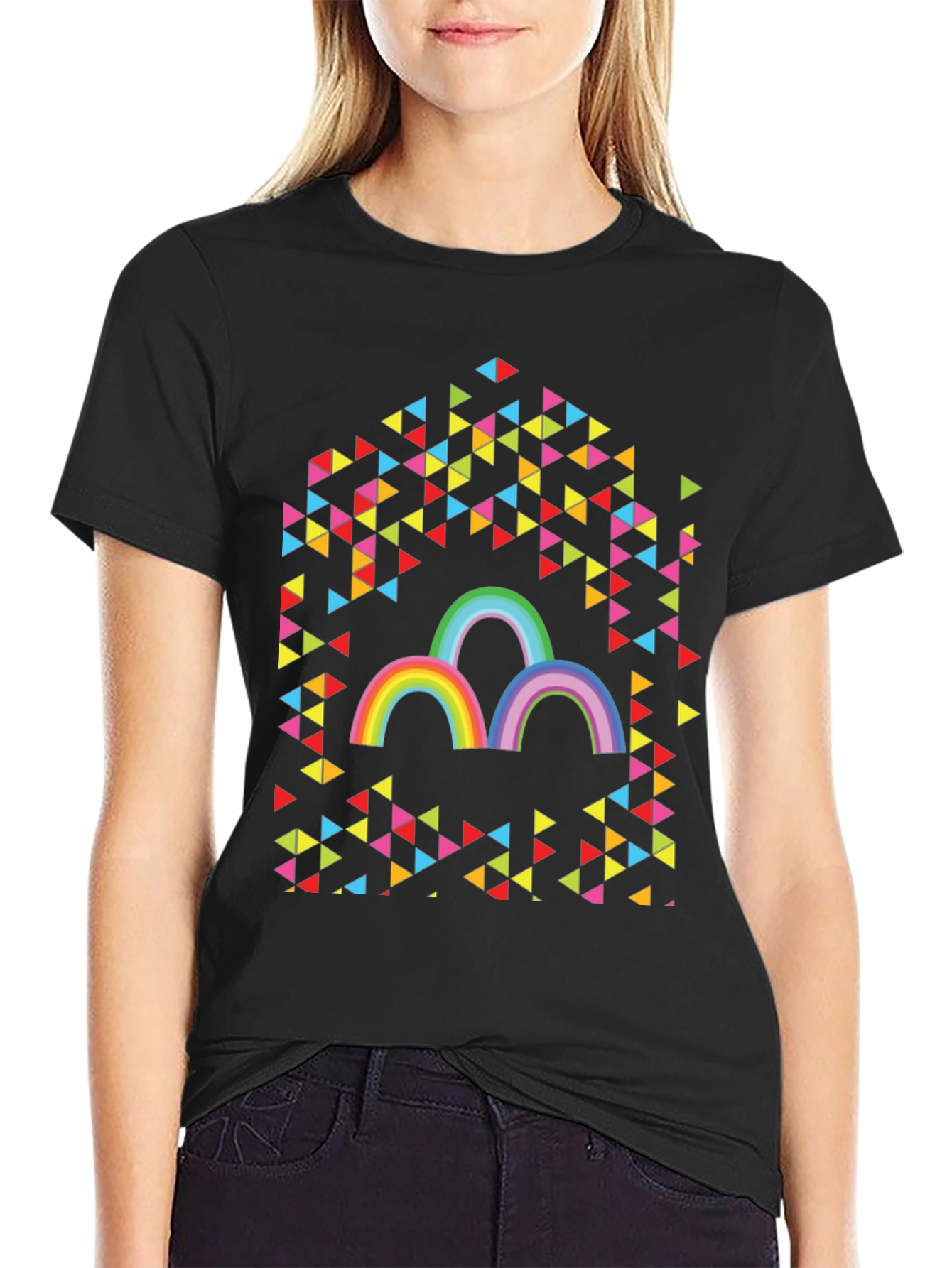 Rainbow Triangles Graphic Tee - Unisex Cotton T-Shirt