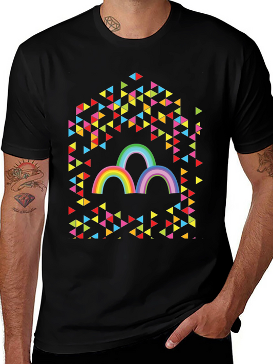 Rainbow Triangles Graphic Tee - Unisex Cotton T-Shirt