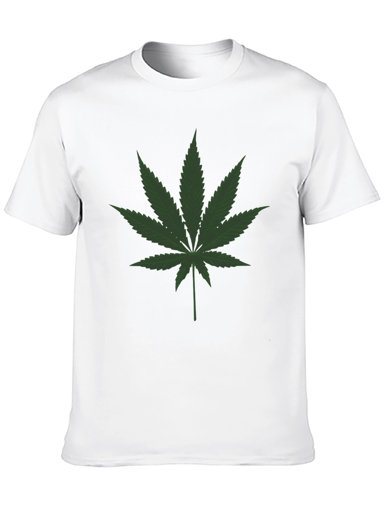Cannabis Leaf Graphic Tee - Black Crew Neck T-Shirt