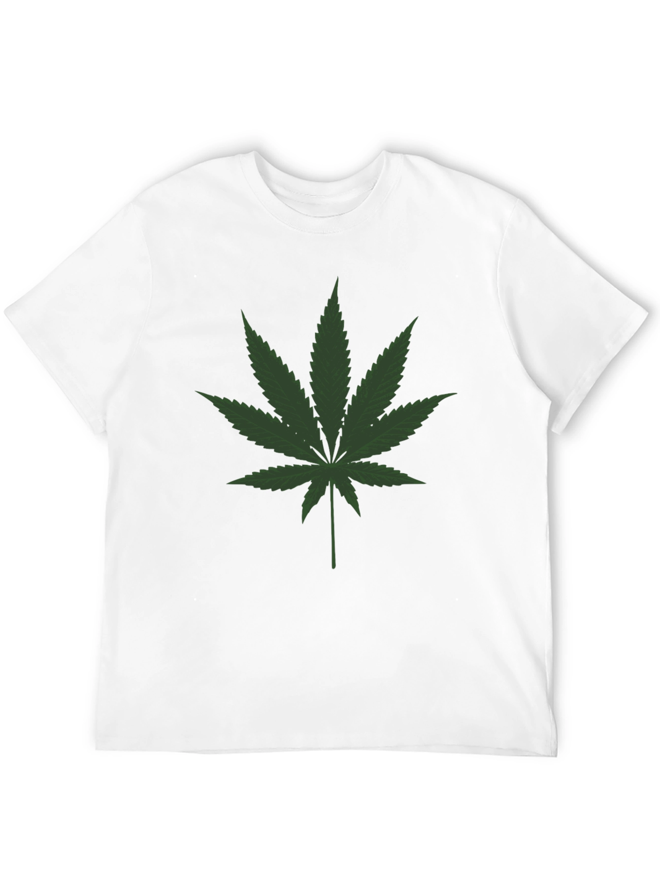 Cannabis Leaf Graphic Tee - Black Crew Neck T-Shirt