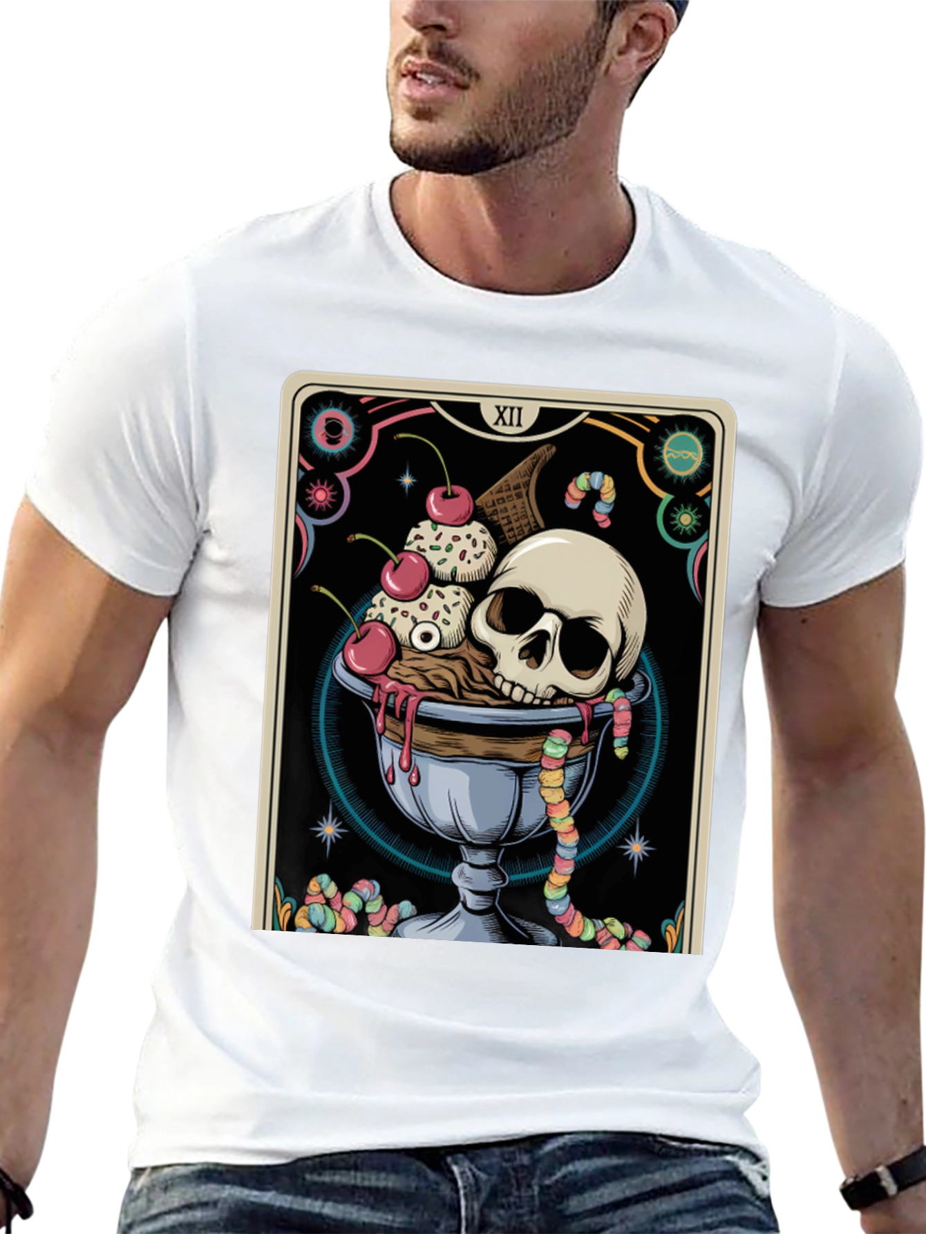 Skull Ice Cream Tarot Card Graphic Tee