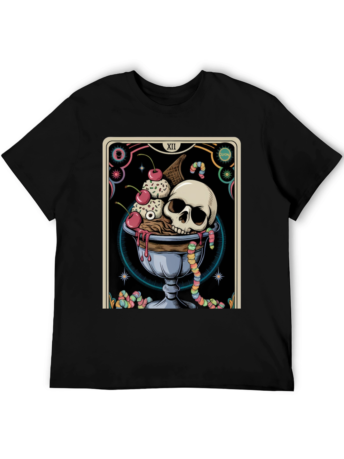 Skull Ice Cream Tarot Card Graphic Tee