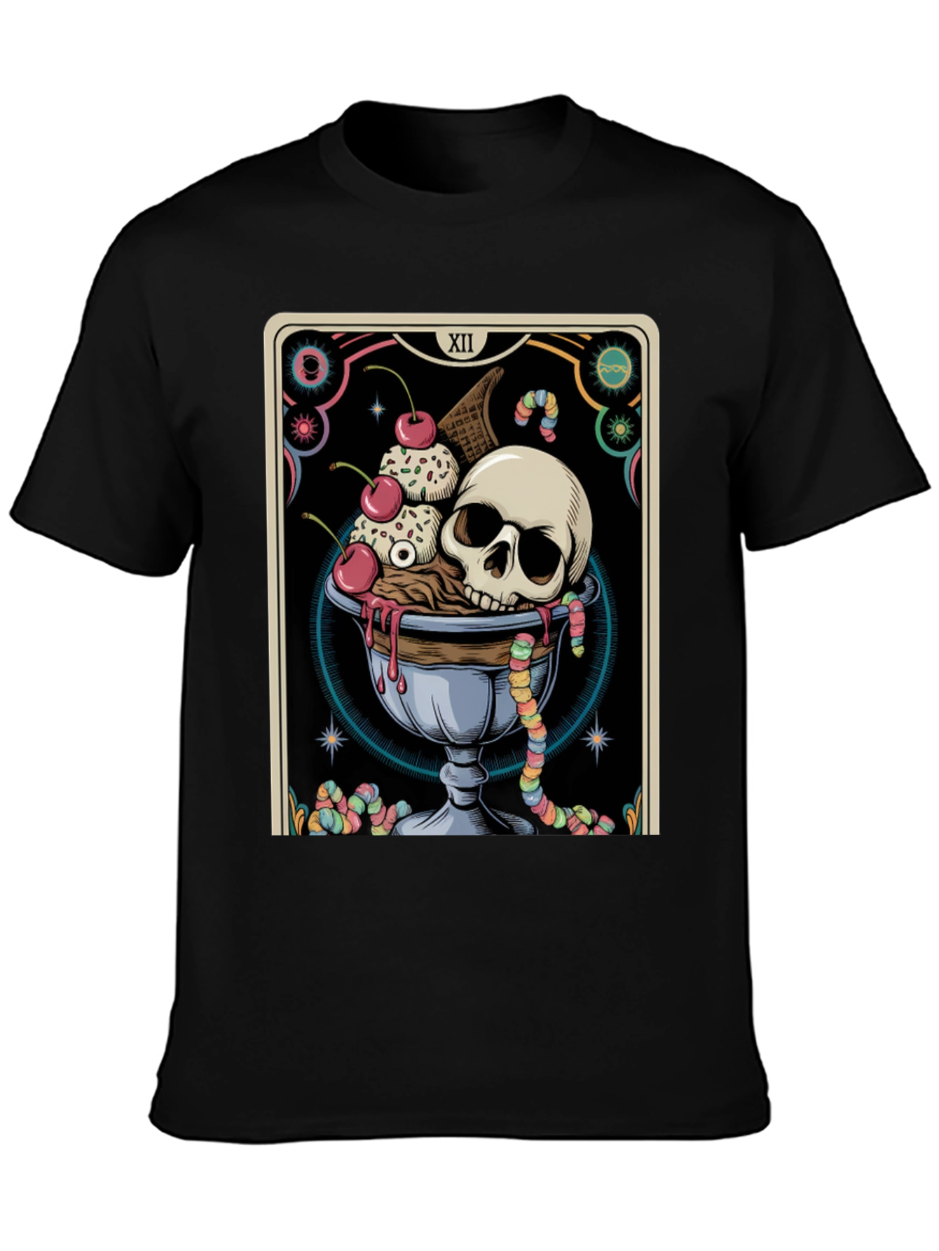 Skull Ice Cream Tarot Card Graphic Tee