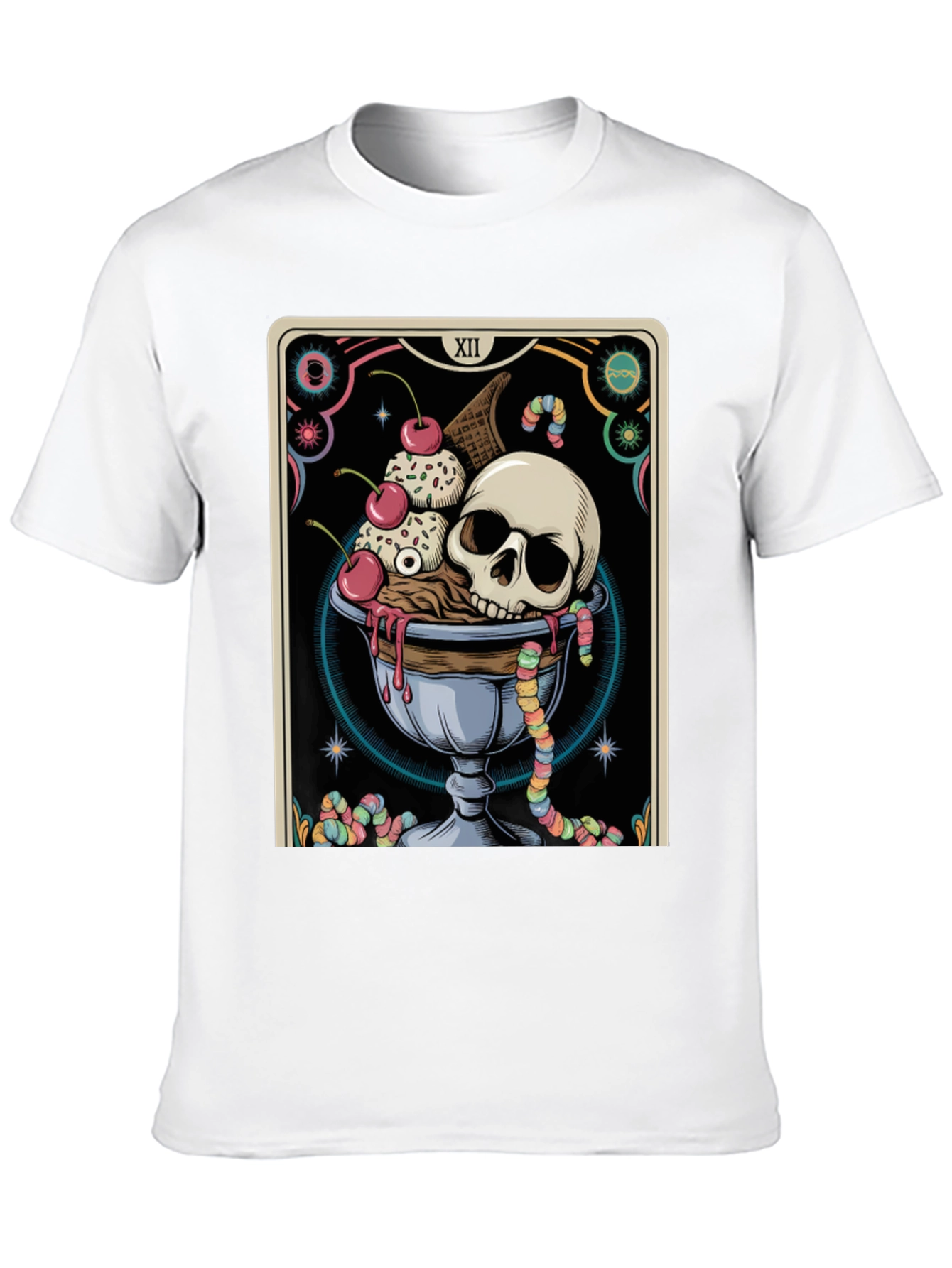 Skull Ice Cream Tarot Card Graphic Tee