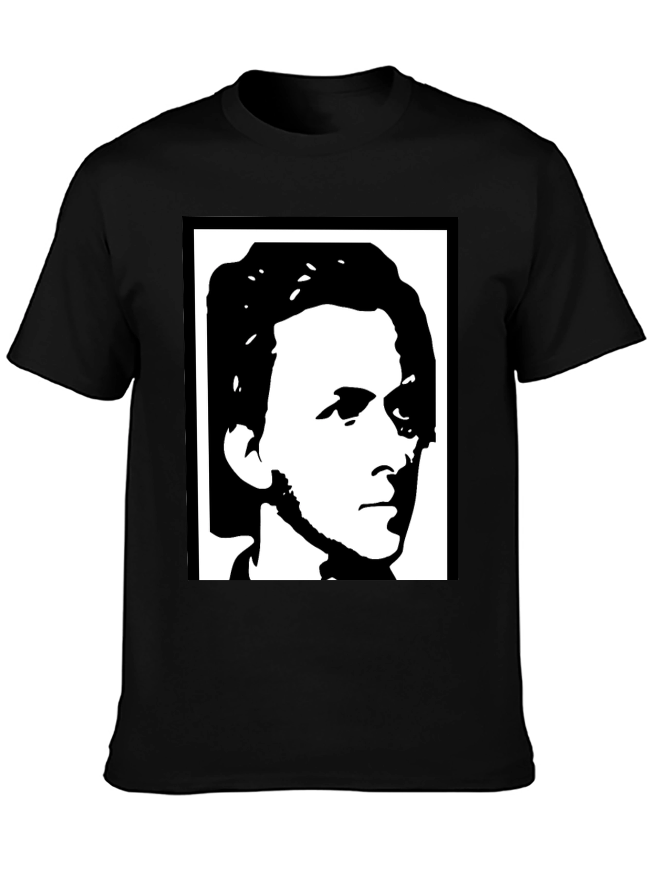 Black T-Shirt with Abstract Face Design