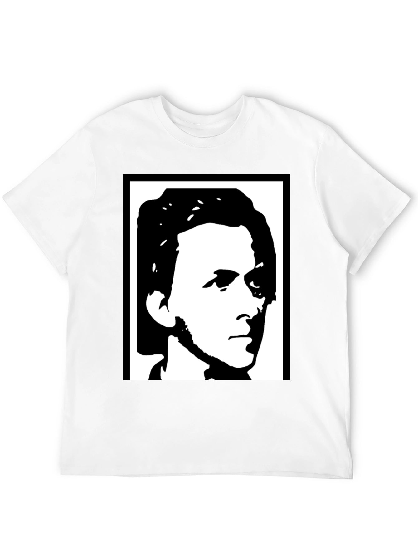 Black T-Shirt with Abstract Face Design