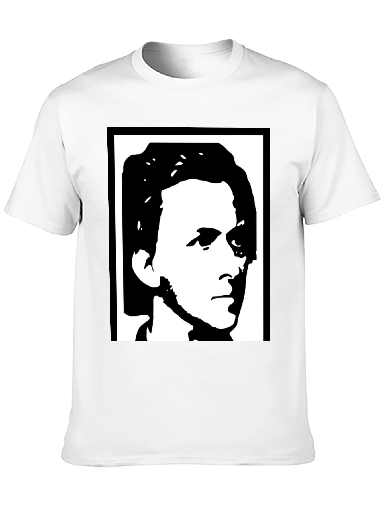Black T-Shirt with Abstract Face Design