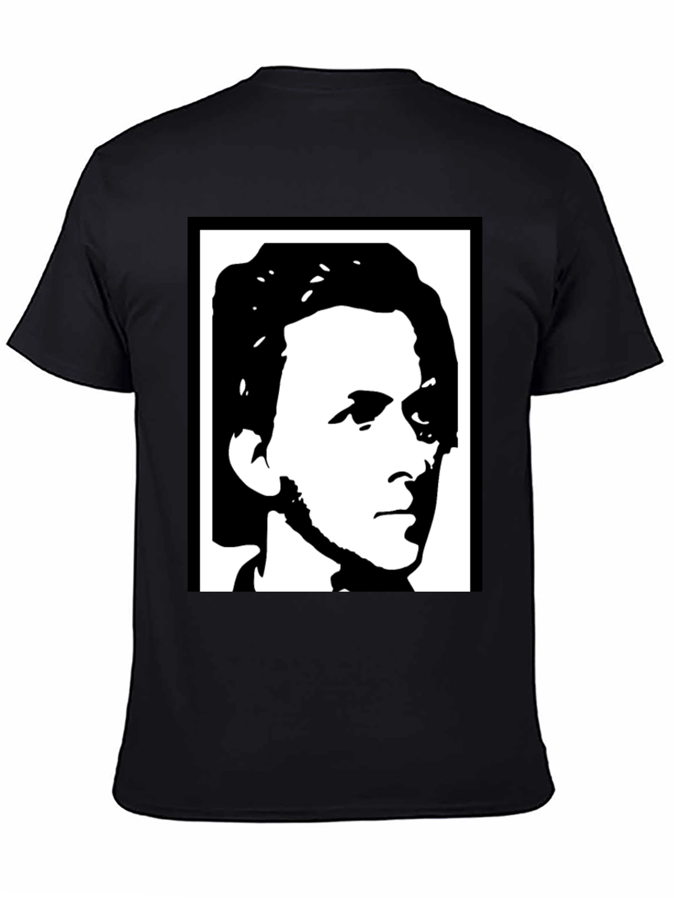 Black T-Shirt with Abstract Face Design