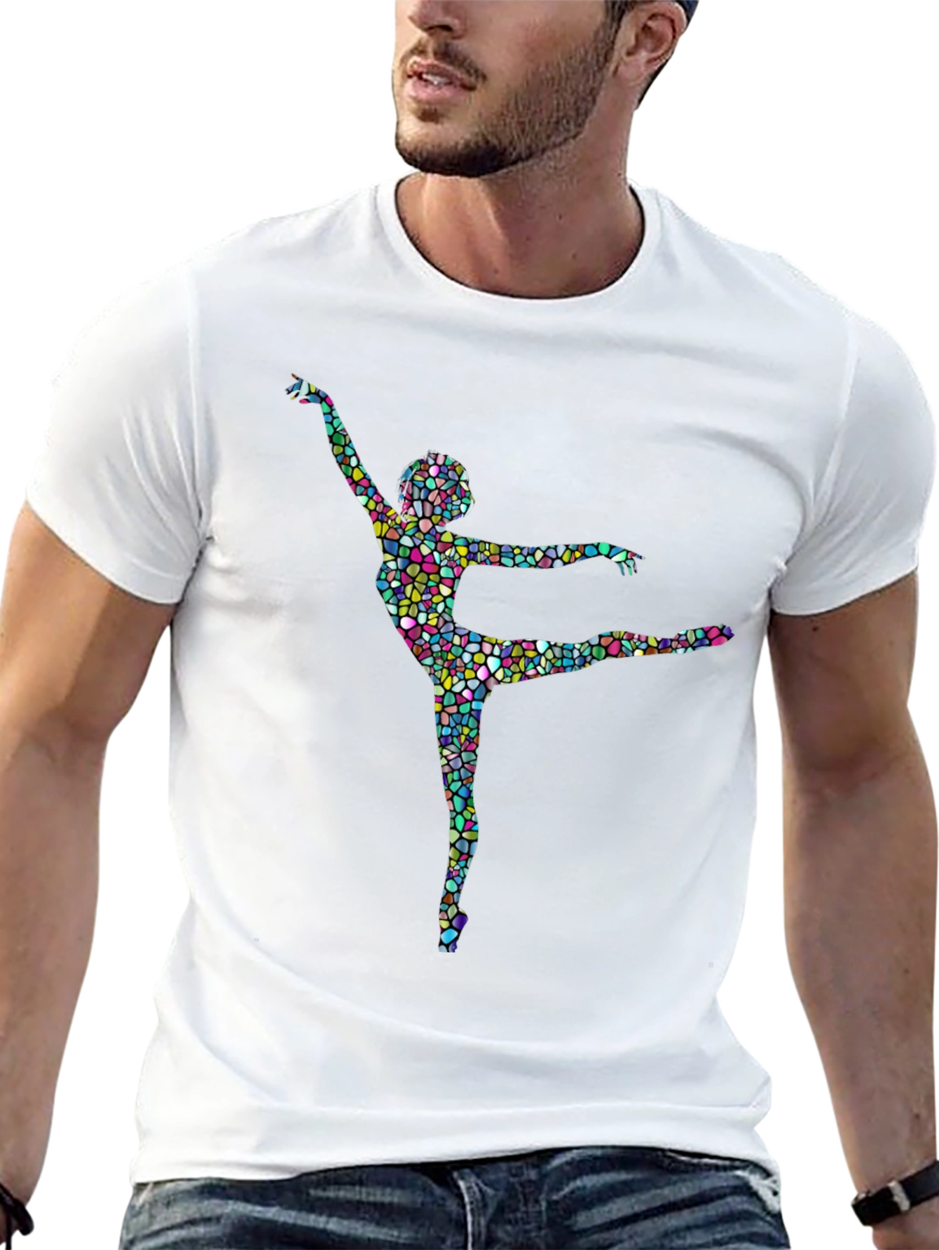 Mosaic Dancer Graphic Tee - Artistic Black T-Shirt