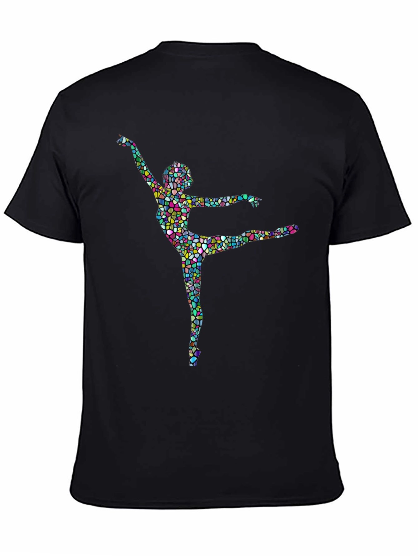 Mosaic Dancer Graphic Tee - Artistic Black T-Shirt