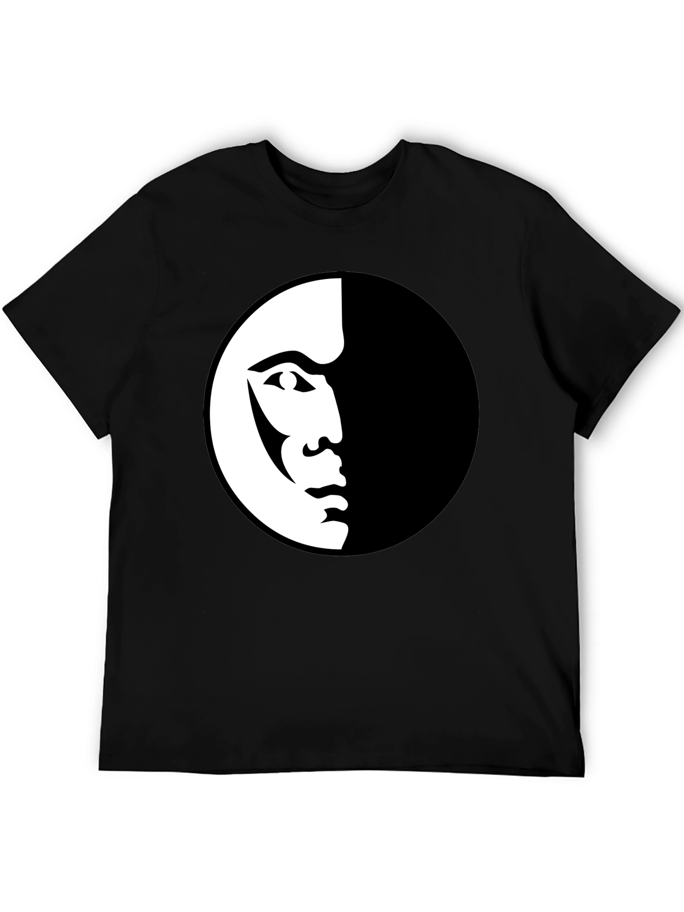 Modern Half Face Graphic Black T-Shirt