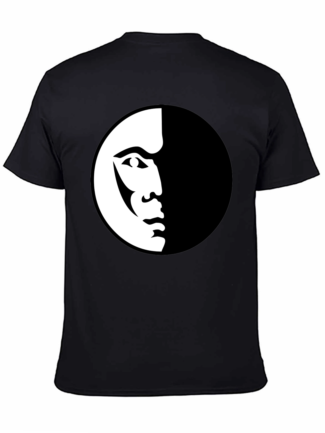 Modern Half Face Graphic Black T-Shirt
