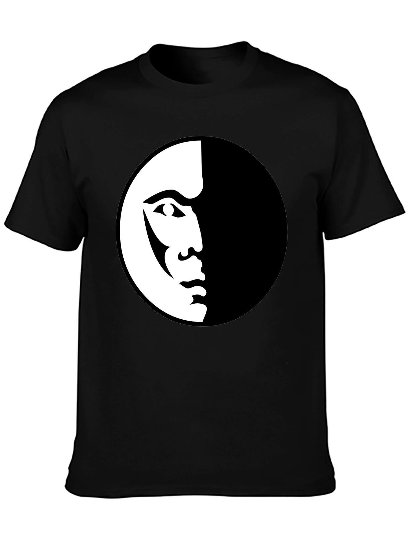 Modern Half Face Graphic Black T-Shirt