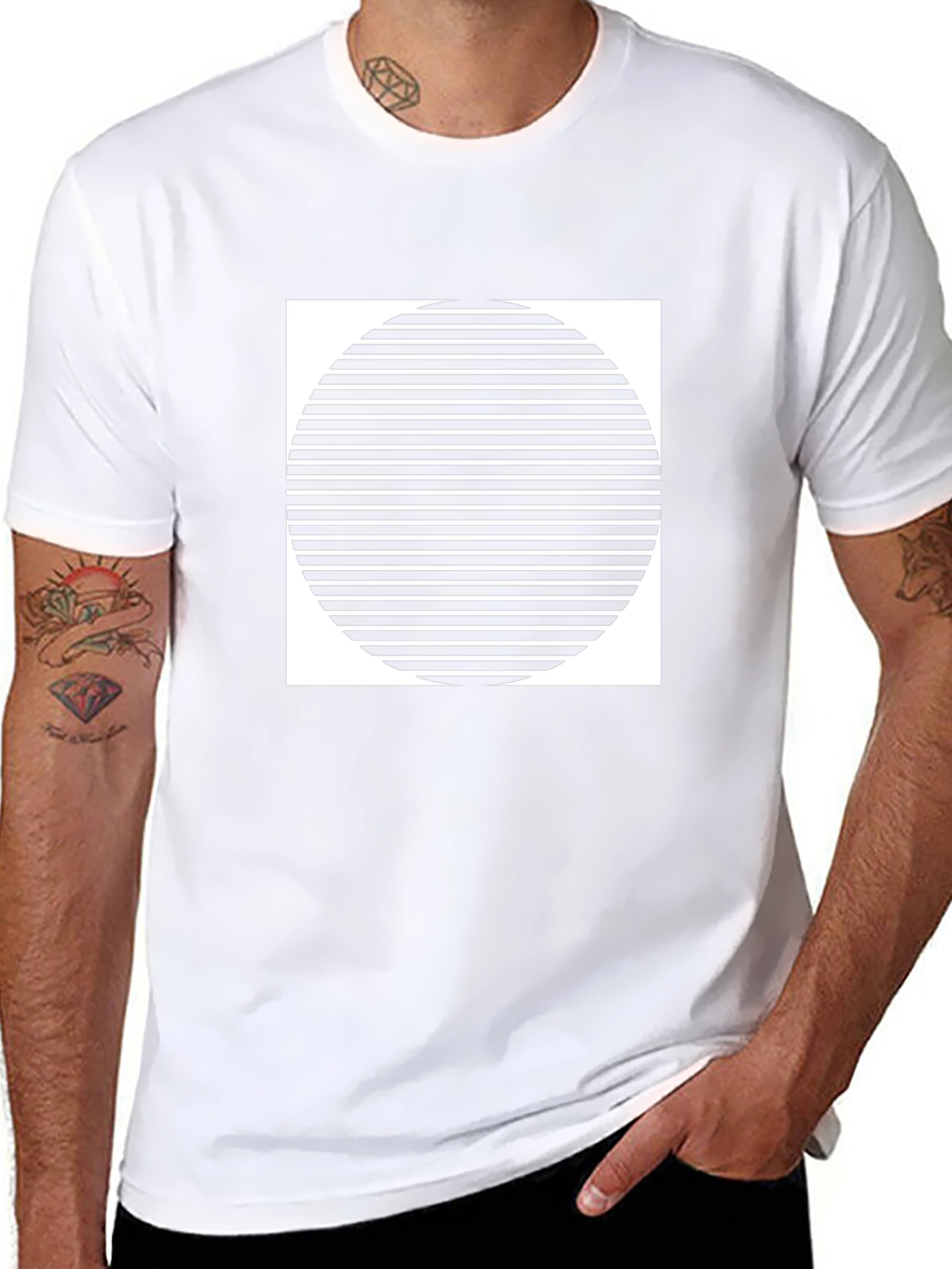 Stripped Circle Graphic Tee - Modern Style