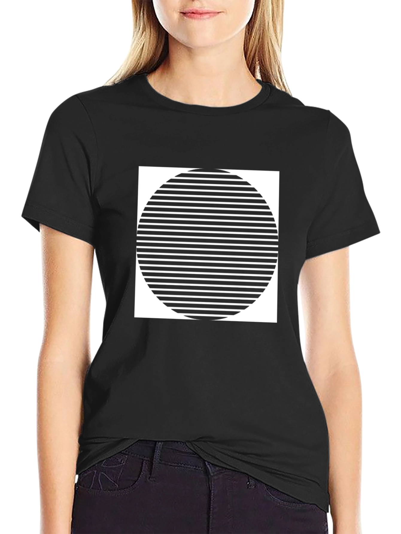 Stripped Circle Graphic Tee - Modern Style