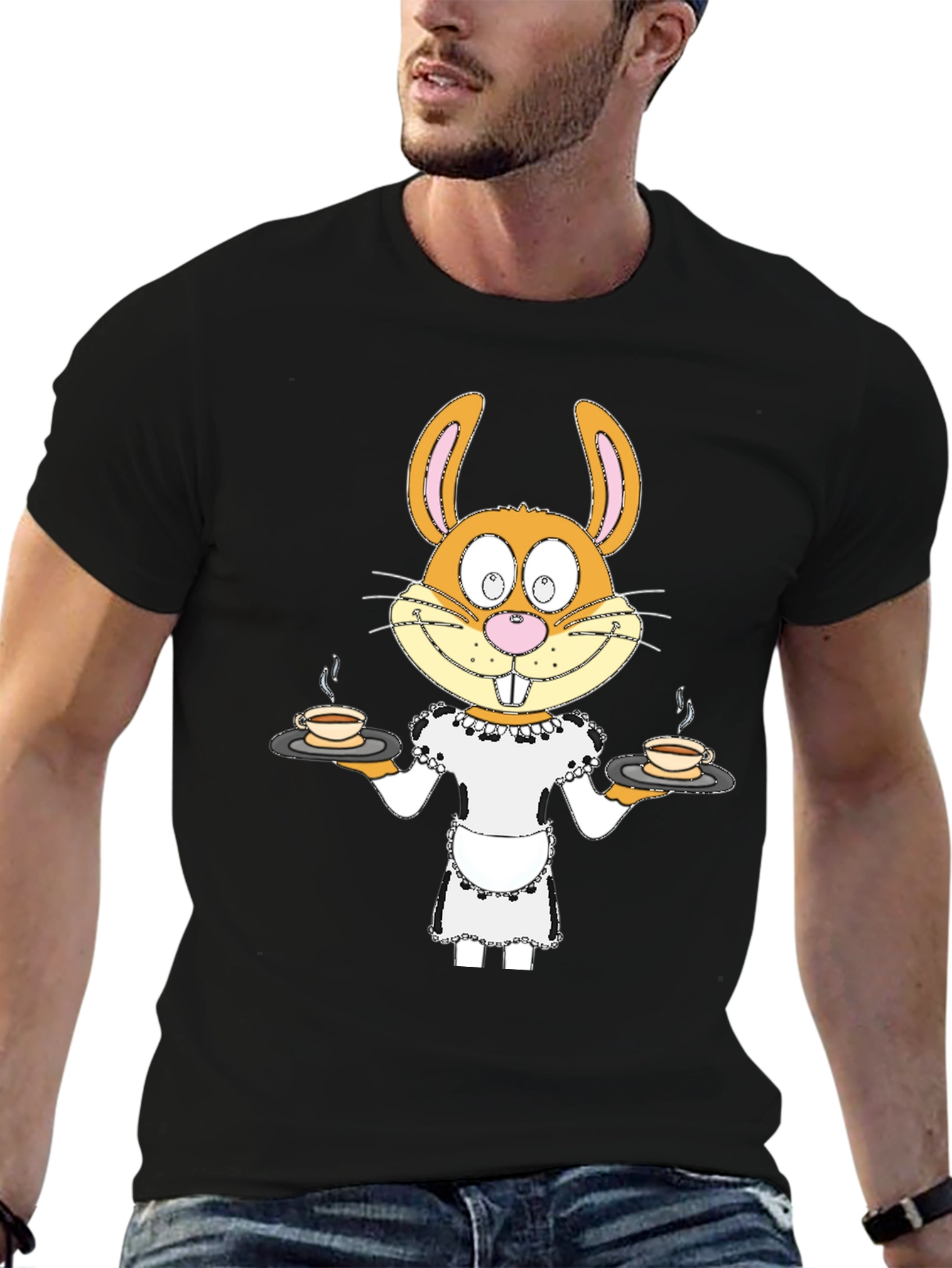Humorous Bunny Waitress T-Shirt