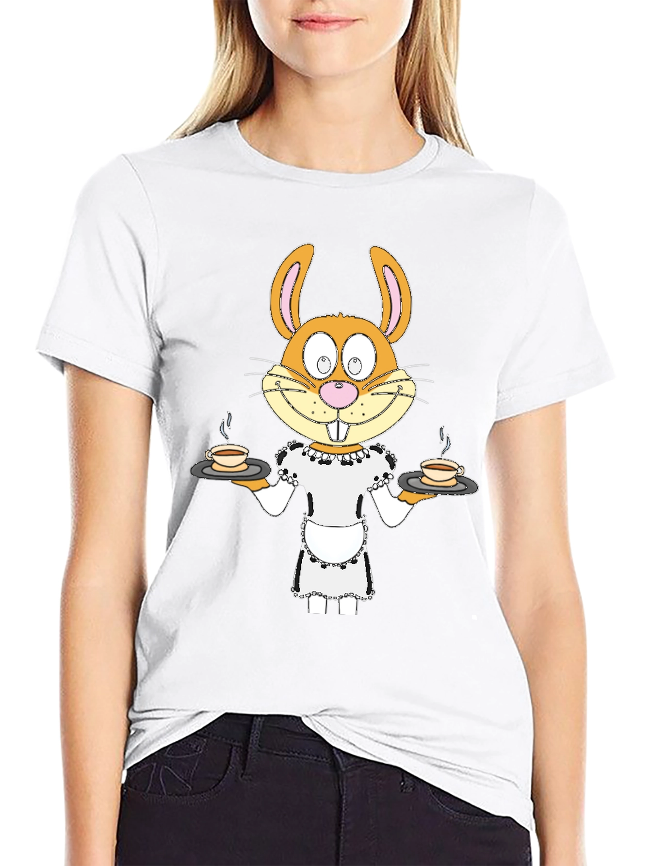 Humorous Bunny Waitress T-Shirt