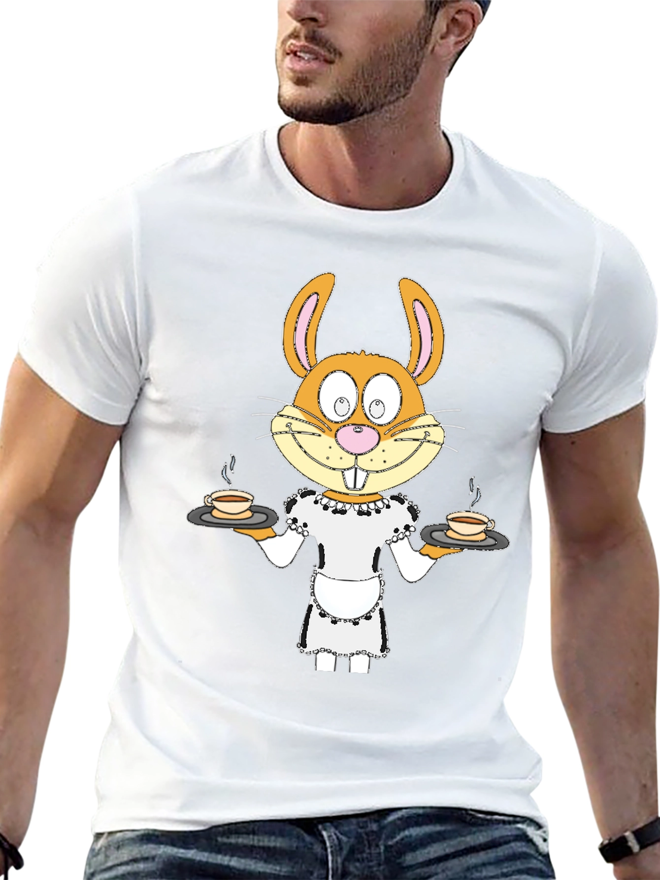 Humorous Bunny Waitress T-Shirt