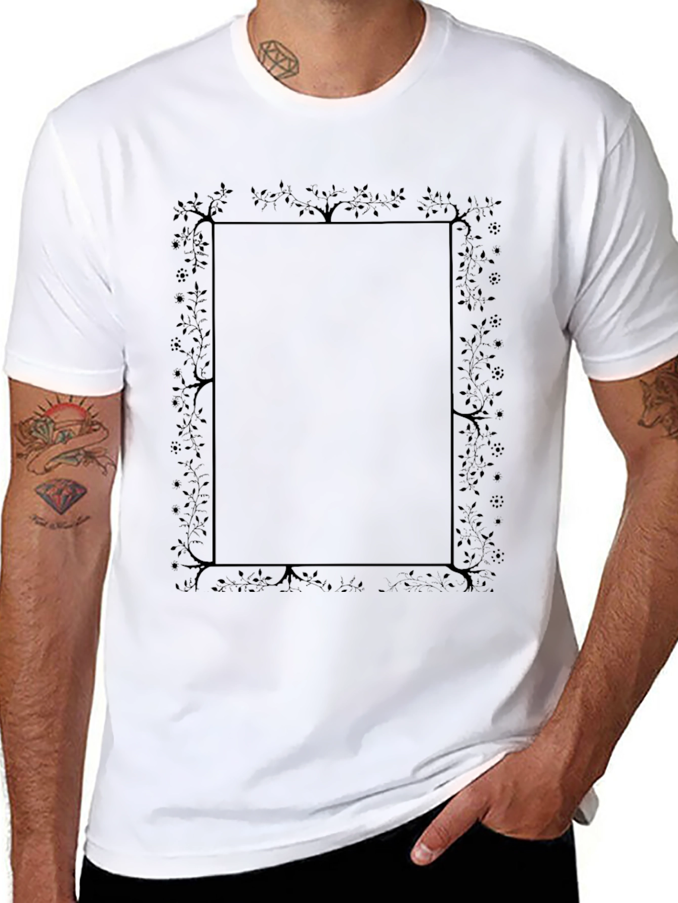 Floral Frame Graphic Black Tee
