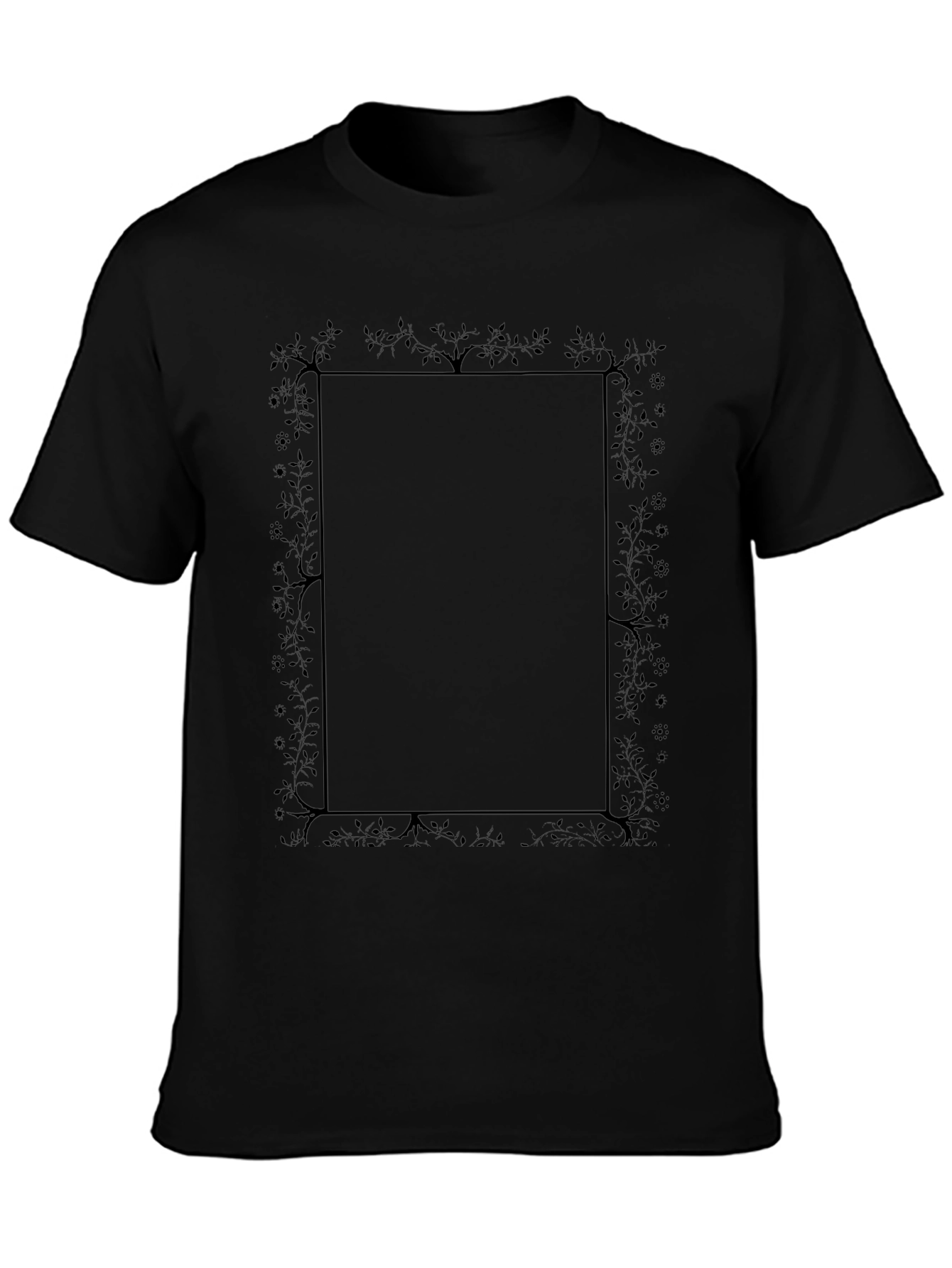 Floral Frame Graphic Black Tee