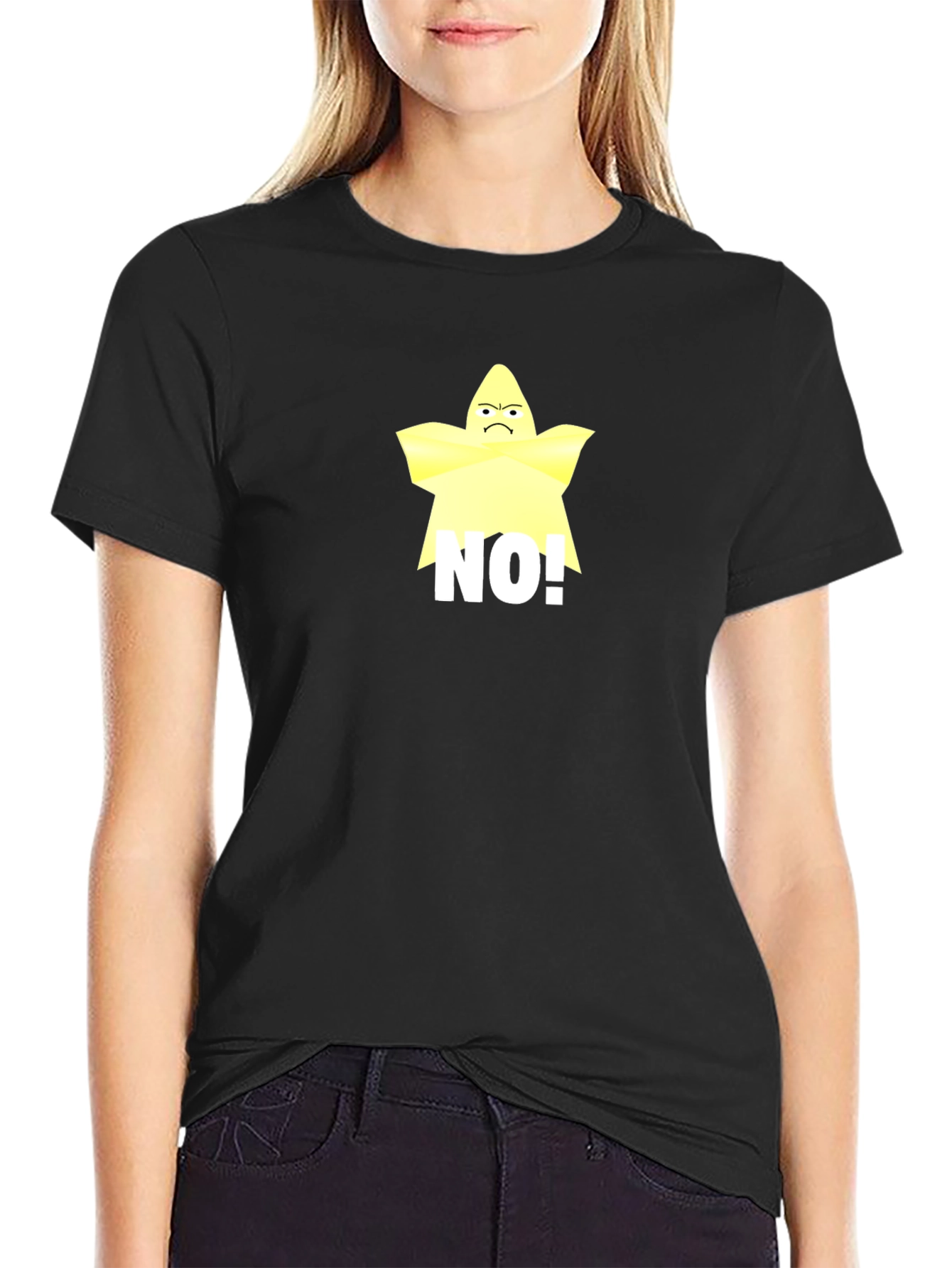 Grumpy Star No! Black T-Shirt