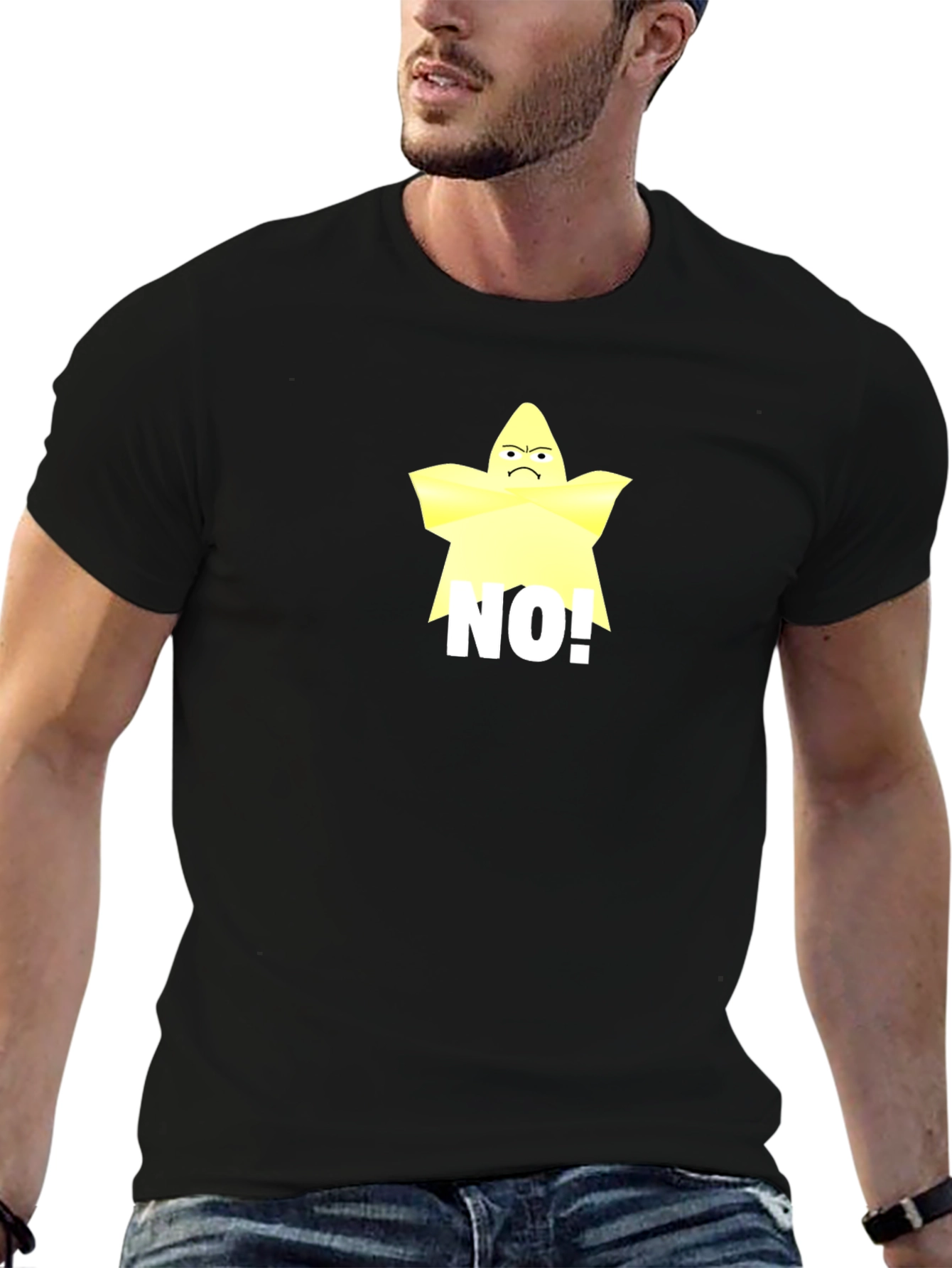 Grumpy Star No! Black T-Shirt