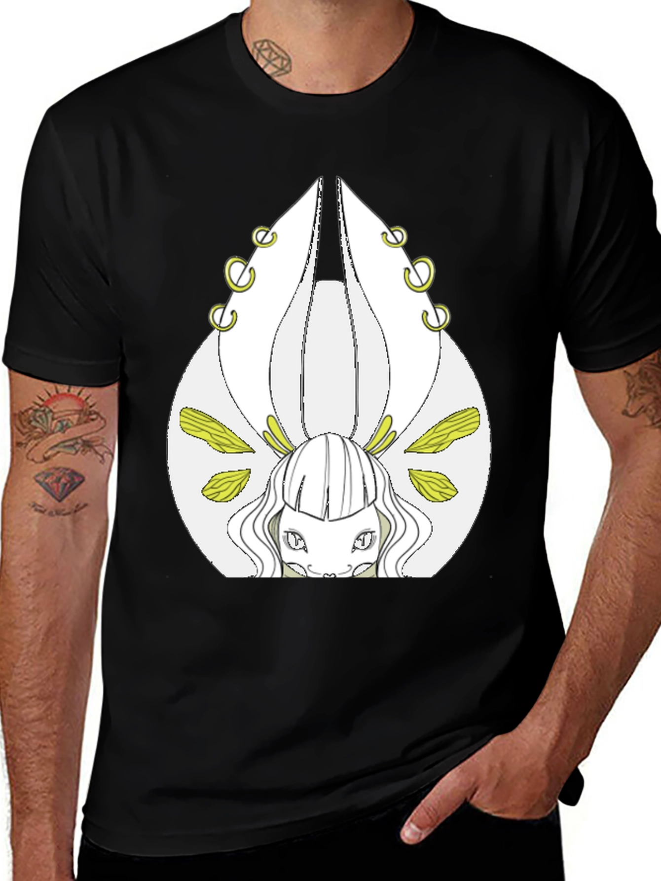 Mystical Creature Graphic Tee - Black