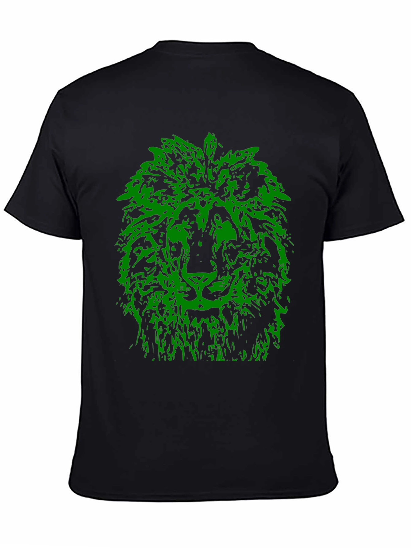 Green Lion Graphic Print Black T-Shirt