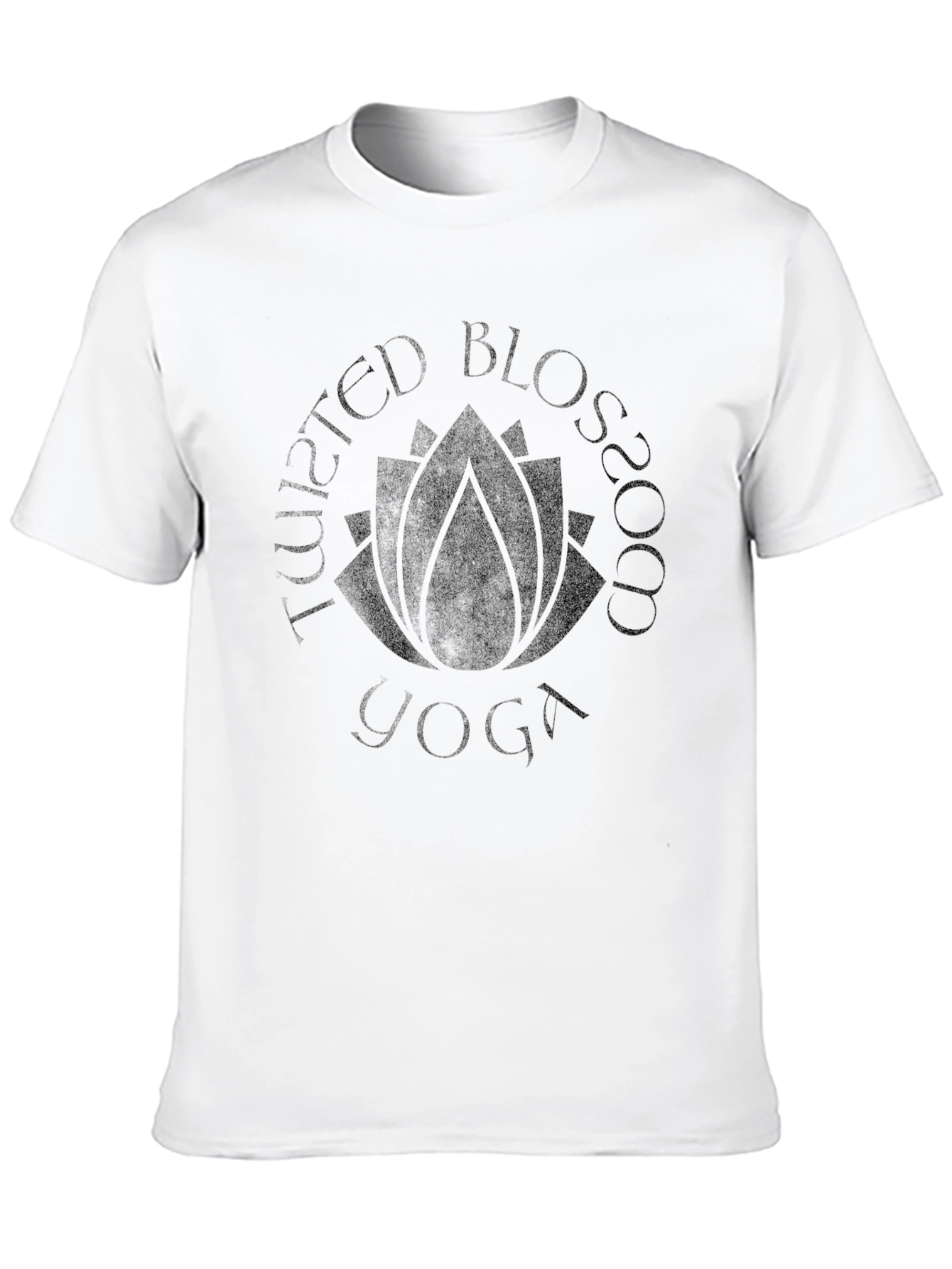 Twisted Blossom Yoga Black Graphic T-Shirt