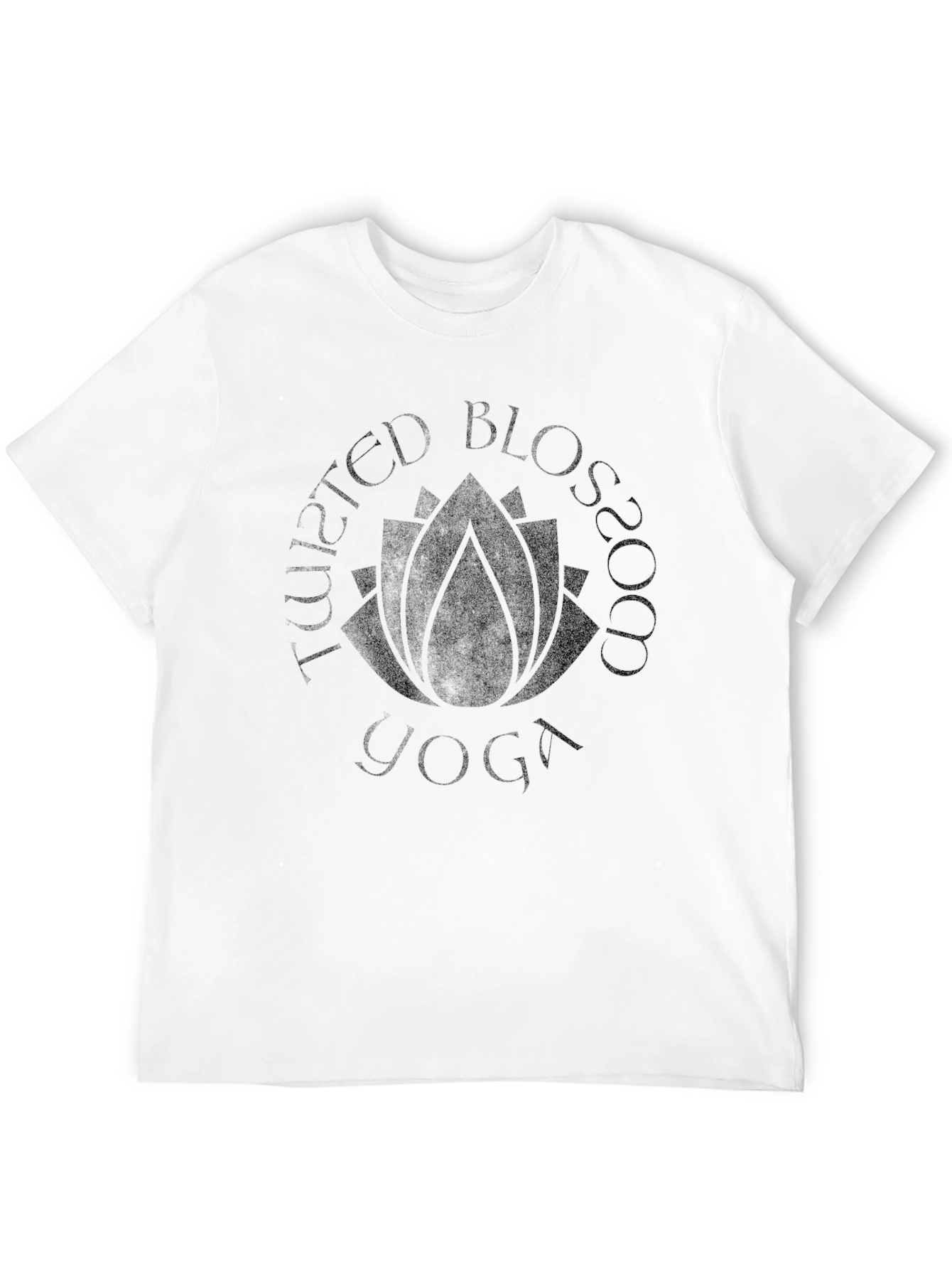 Twisted Blossom Yoga Black Graphic T-Shirt