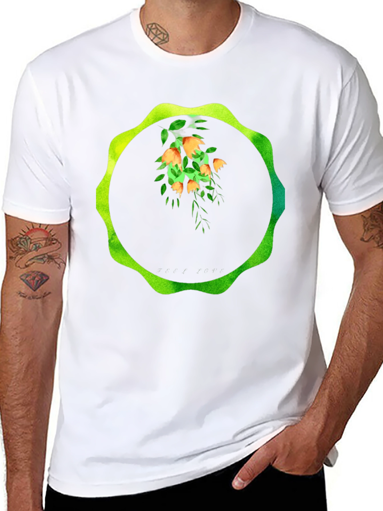 Floral Circle Graphic Tee - Unique Design
