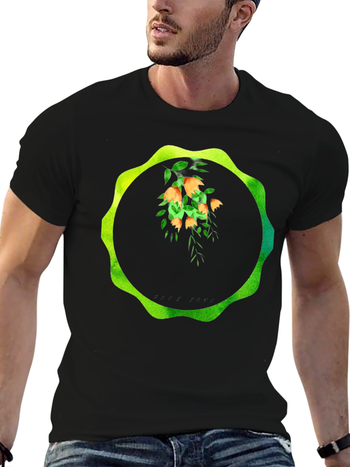 Floral Circle Graphic Tee - Unique Design