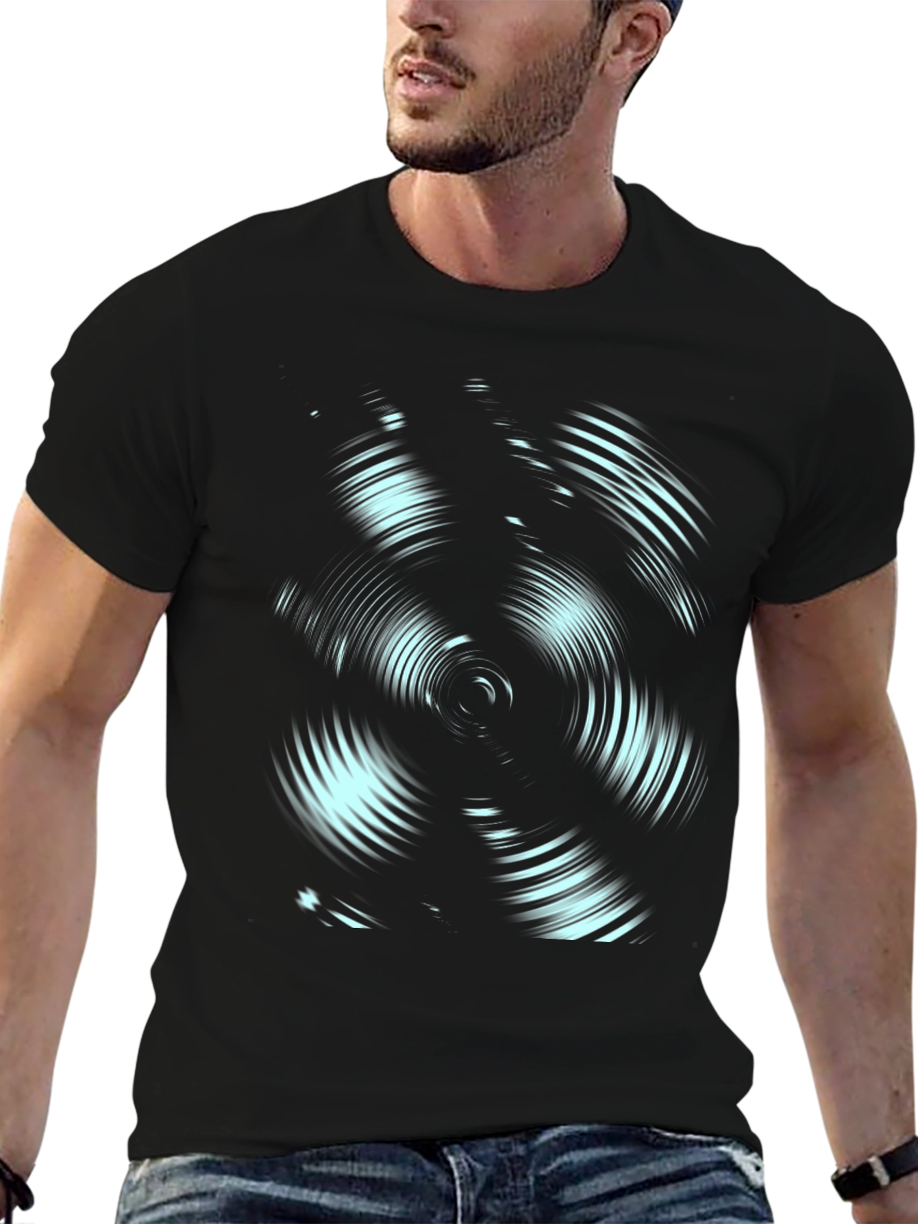 Abstract Swirl Graphic Print Crew Neck Tee