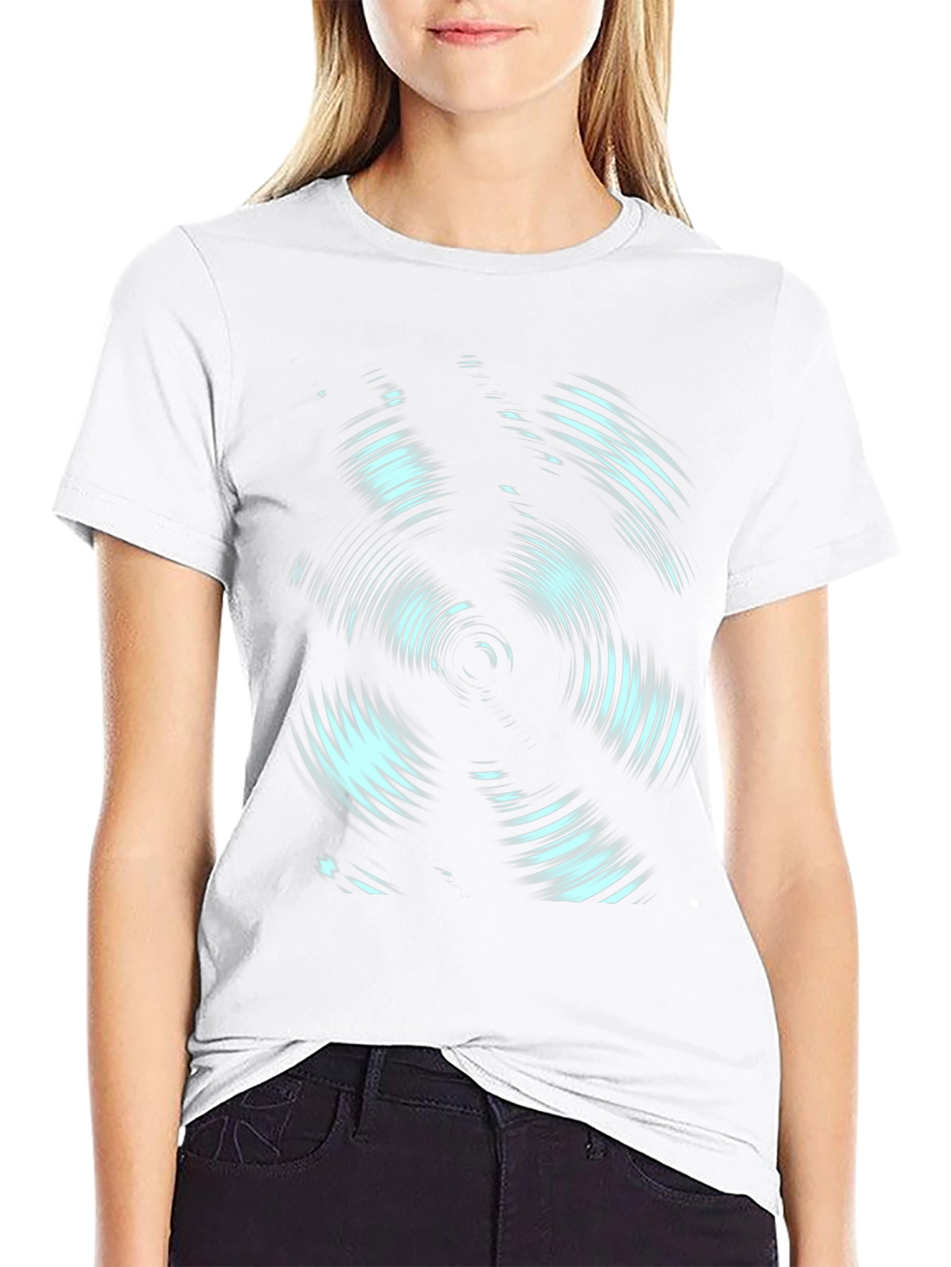 Abstract Swirl Graphic Print Crew Neck Tee