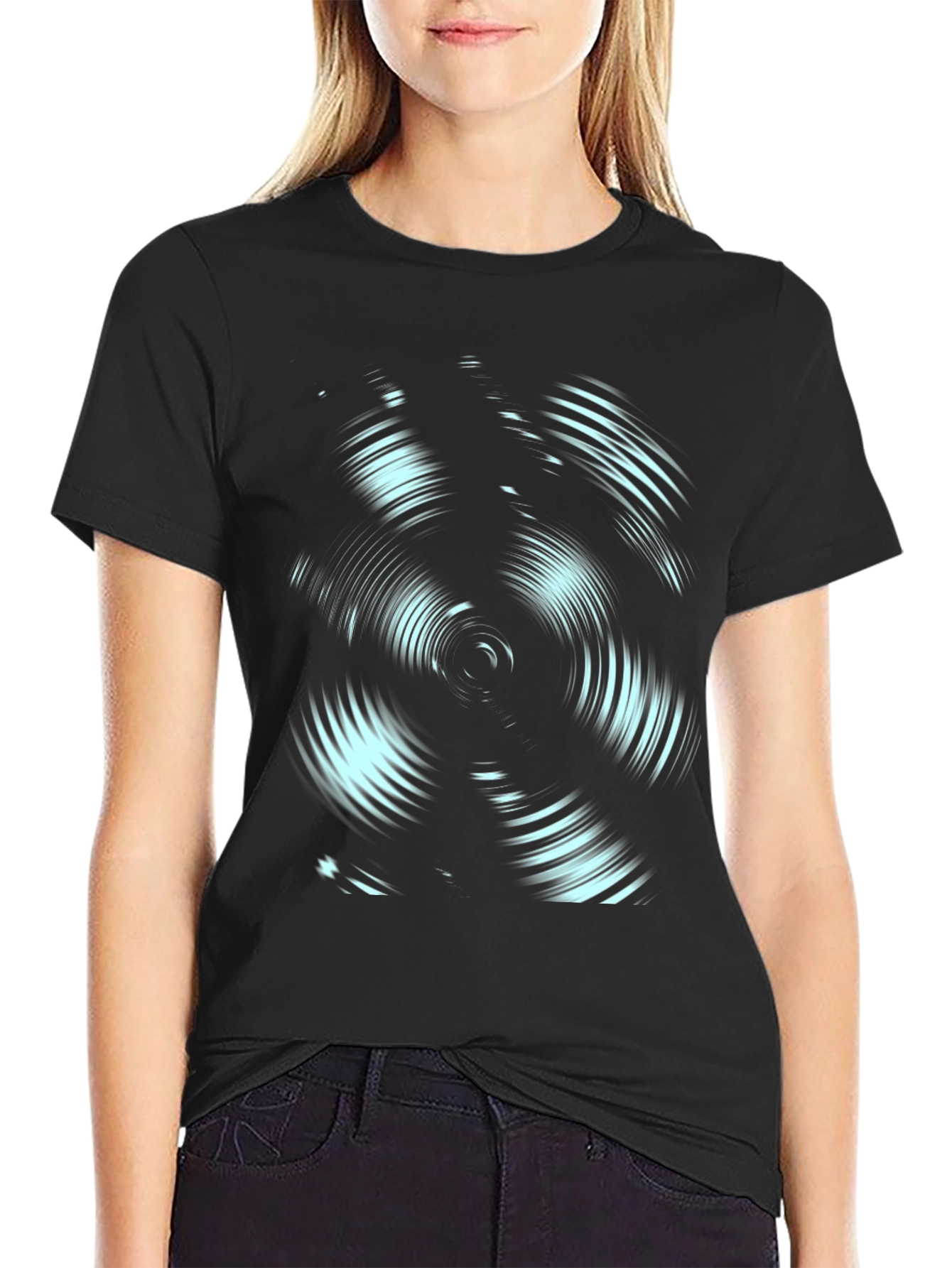 Abstract Swirl Graphic Print Crew Neck Tee