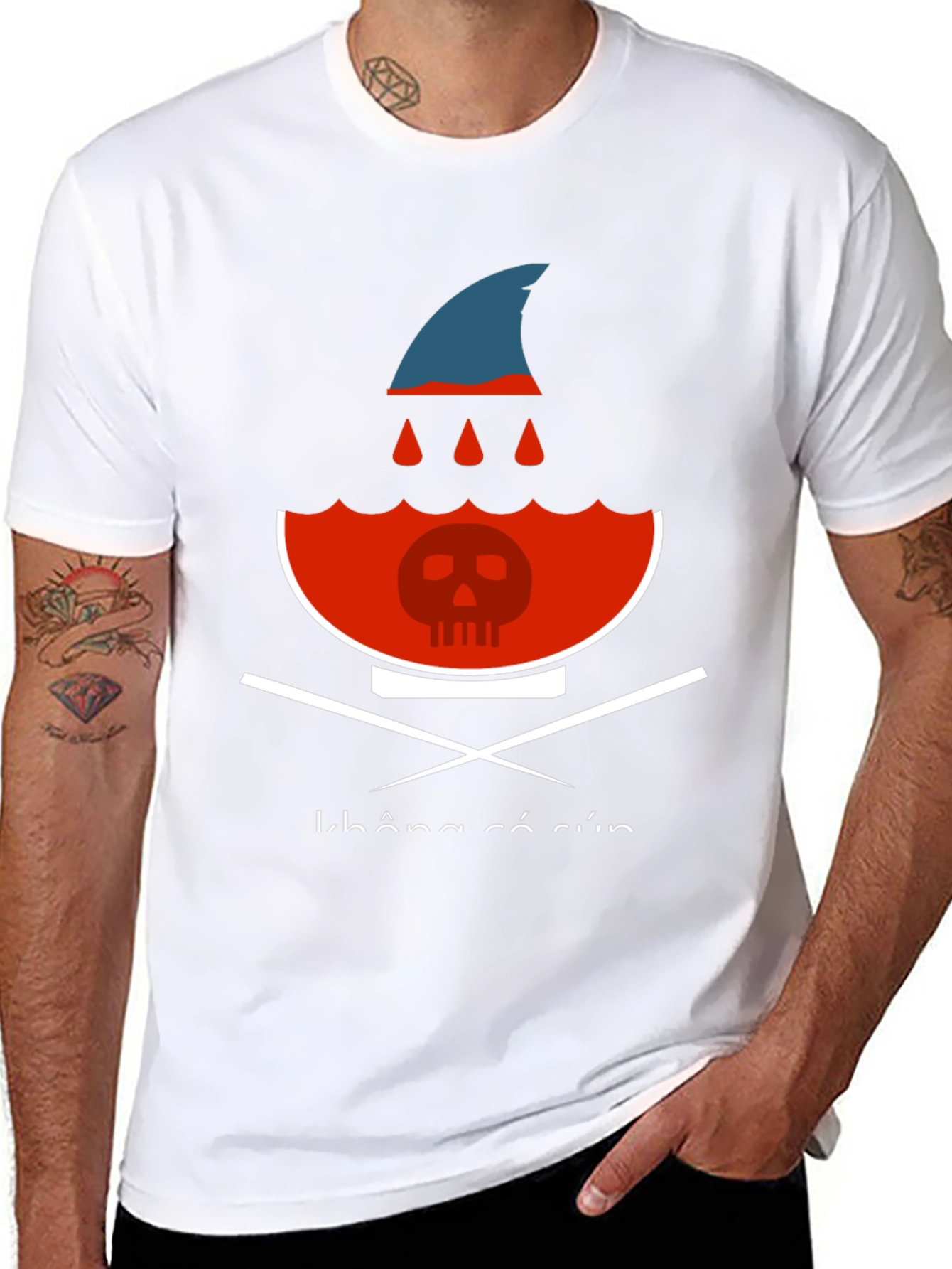 Shark Fin Soup Skull Graphic Tee