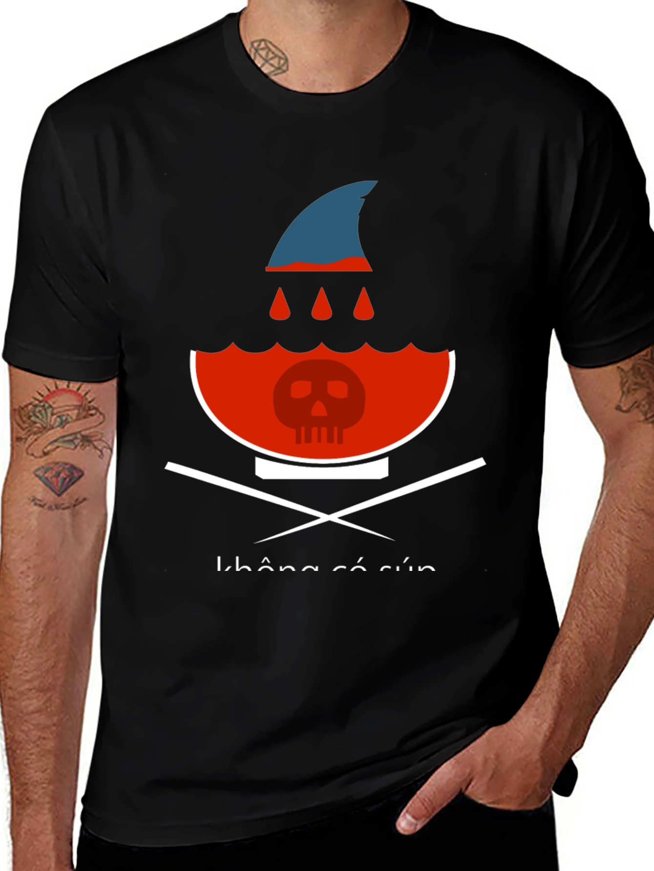 Shark Fin Soup Skull Graphic Tee