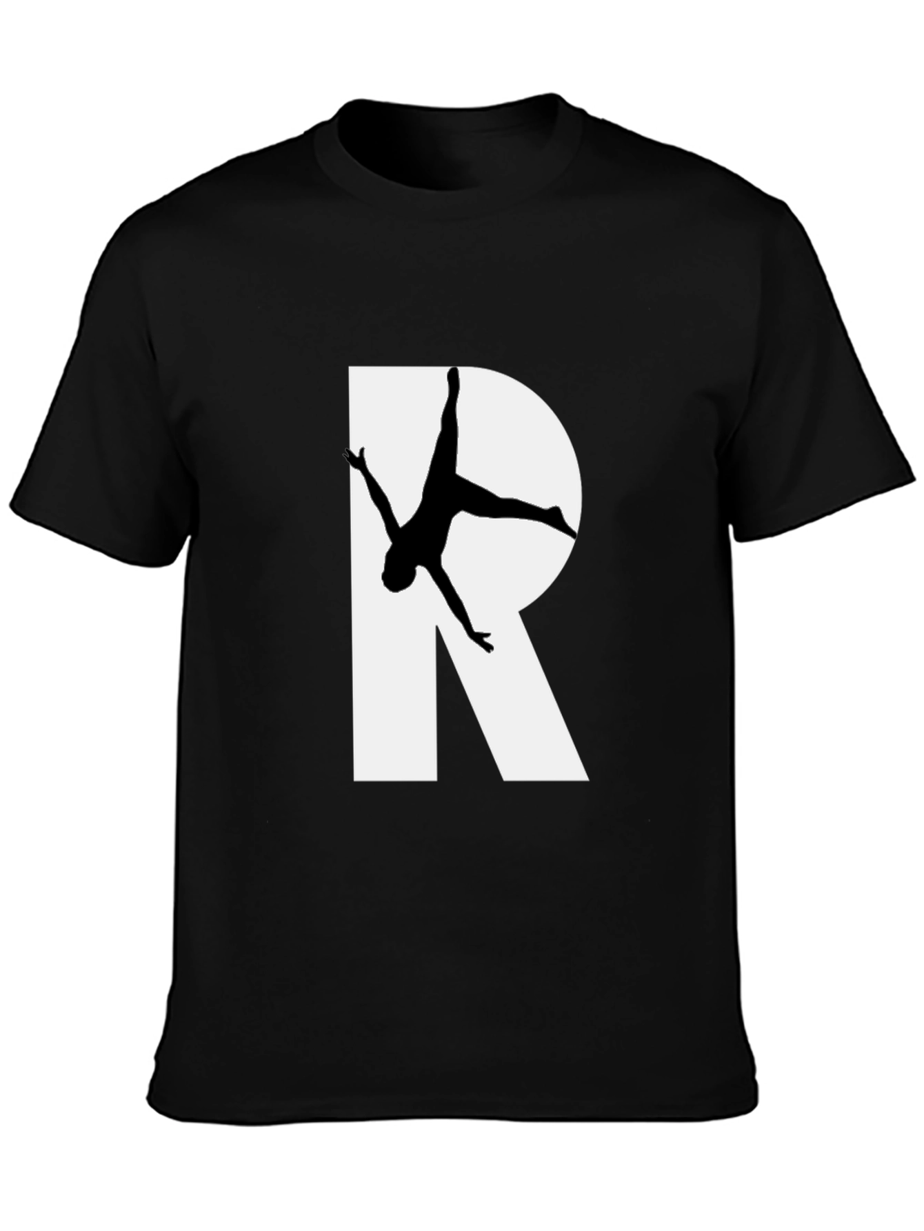 Black T-Shirt with R and Gymnastics Silhouette
