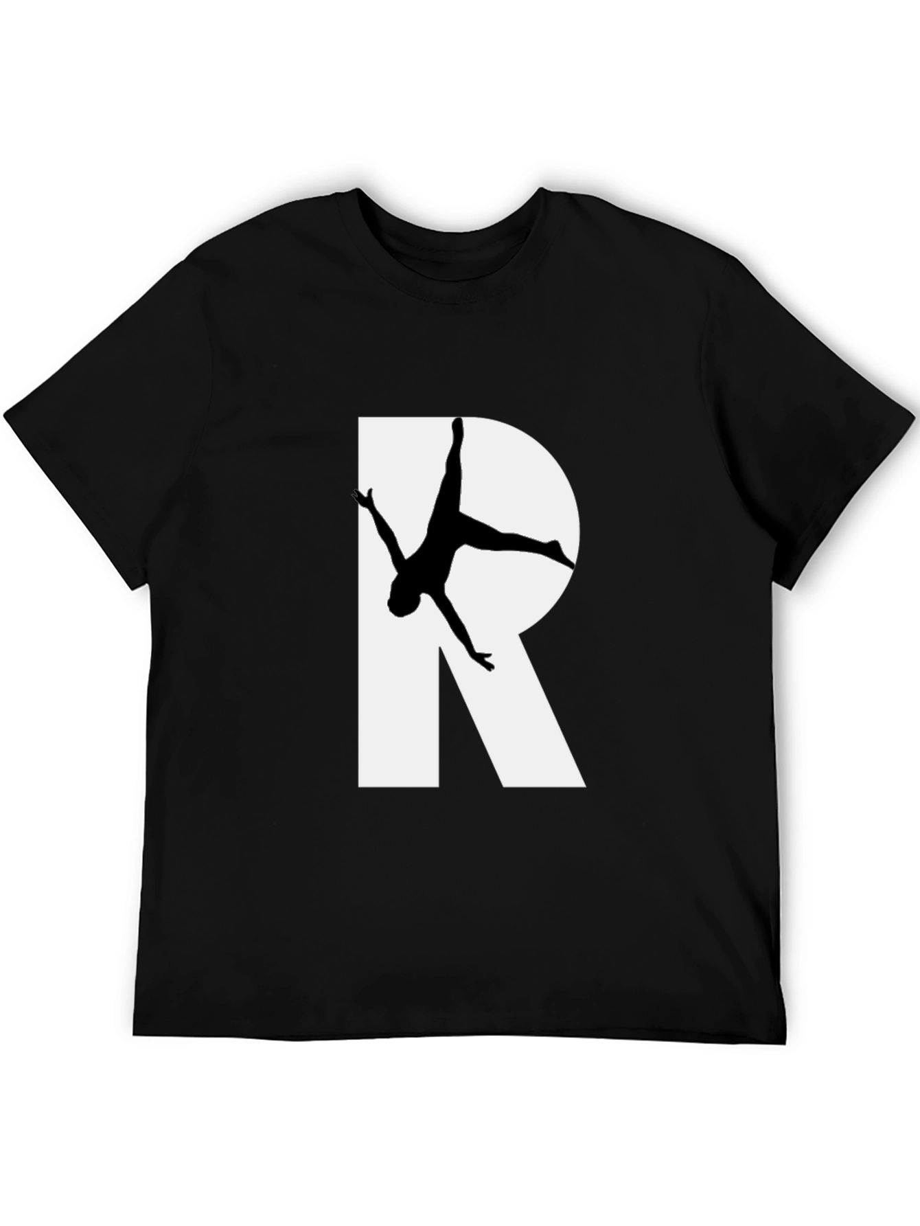 Black T-Shirt with R and Gymnastics Silhouette