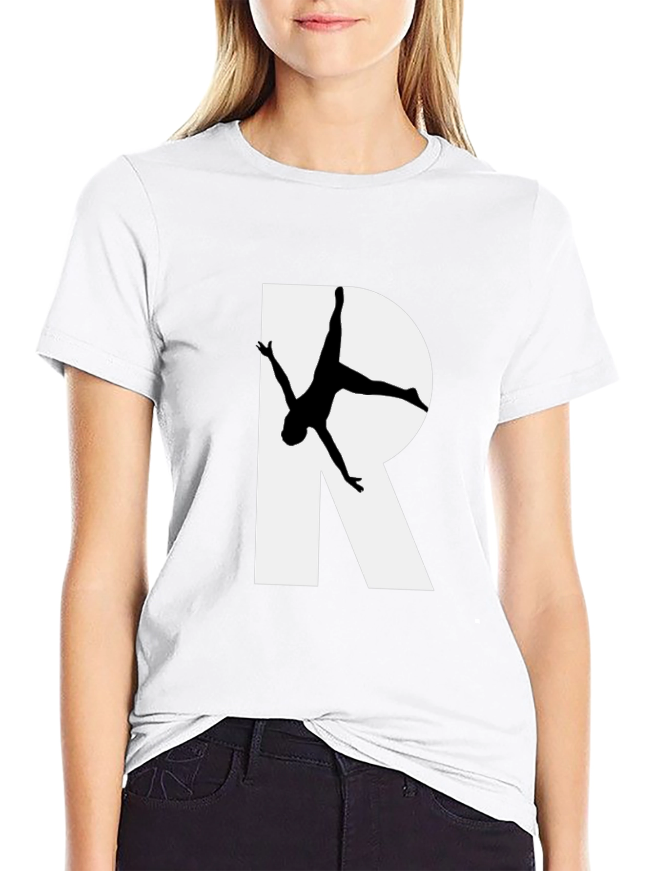 Black T-Shirt with R and Gymnastics Silhouette
