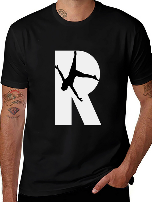 Black T-Shirt with R and Gymnastics Silhouette
