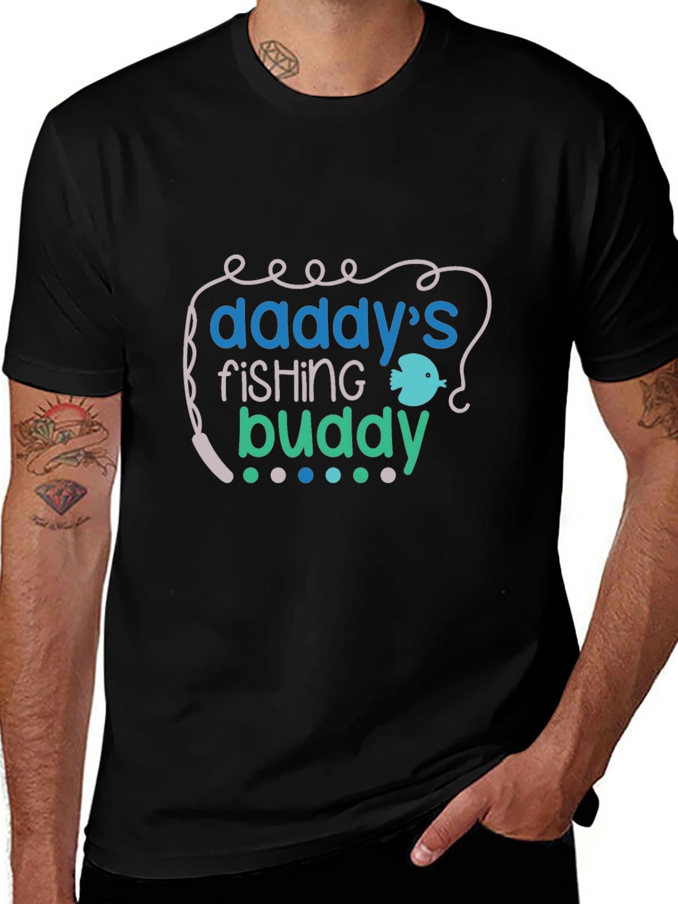 Daddys Fishing Buddy Tee - Black