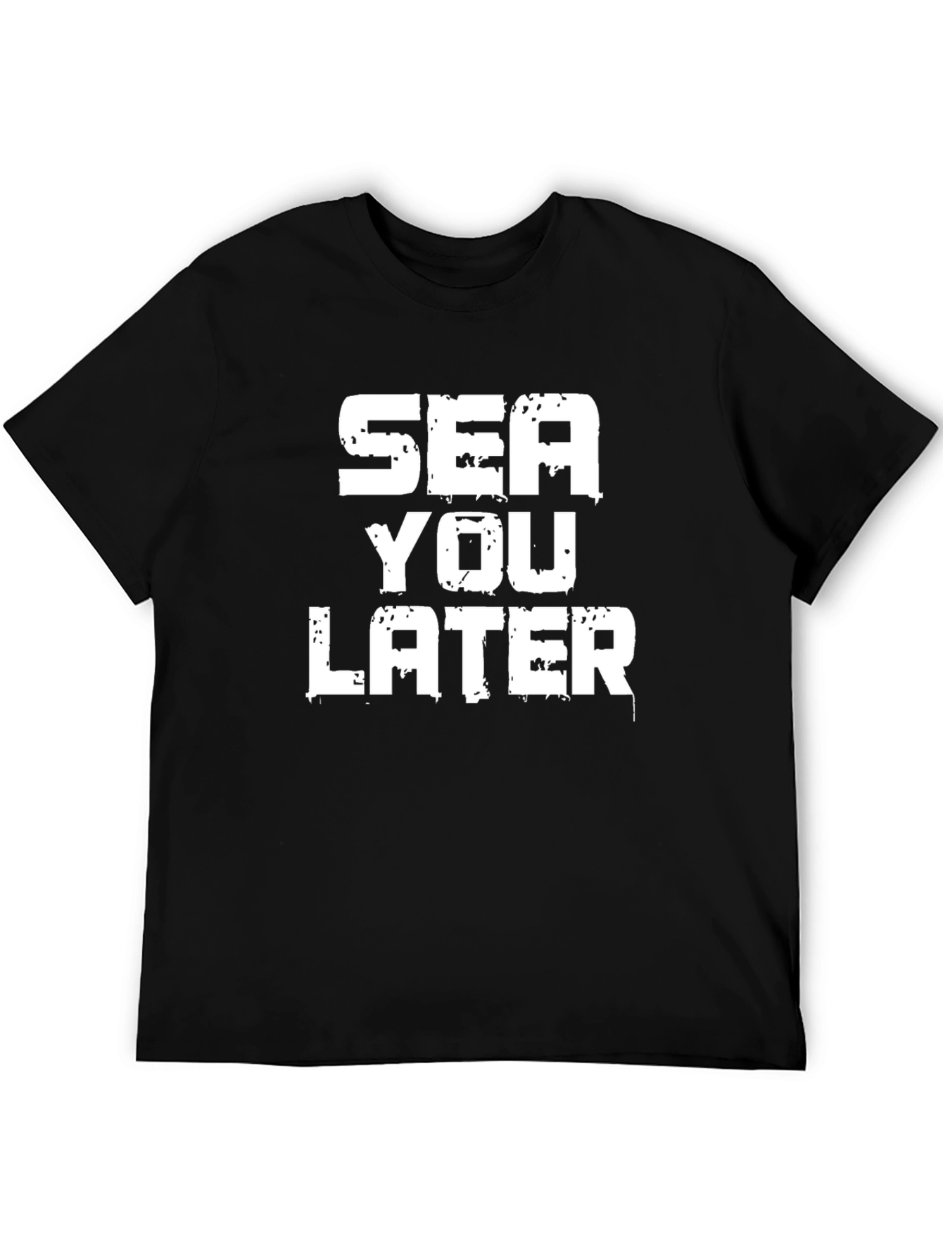 Sea You Later Graphic Print Black T-Shirt