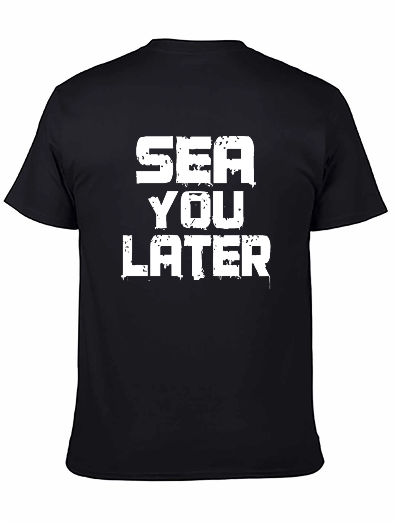 Sea You Later Graphic Print Black T-Shirt