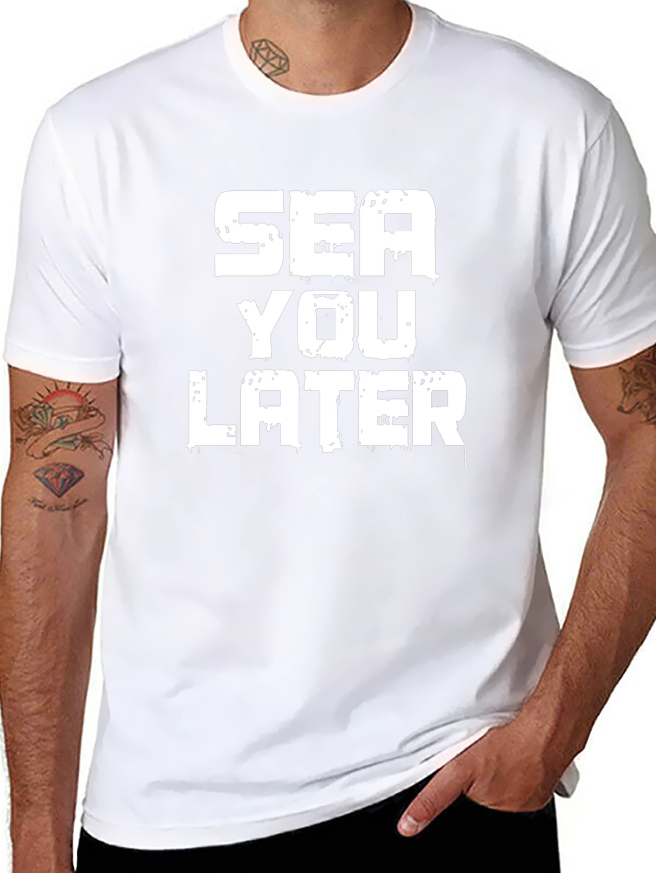Sea You Later Graphic Print Black T-Shirt