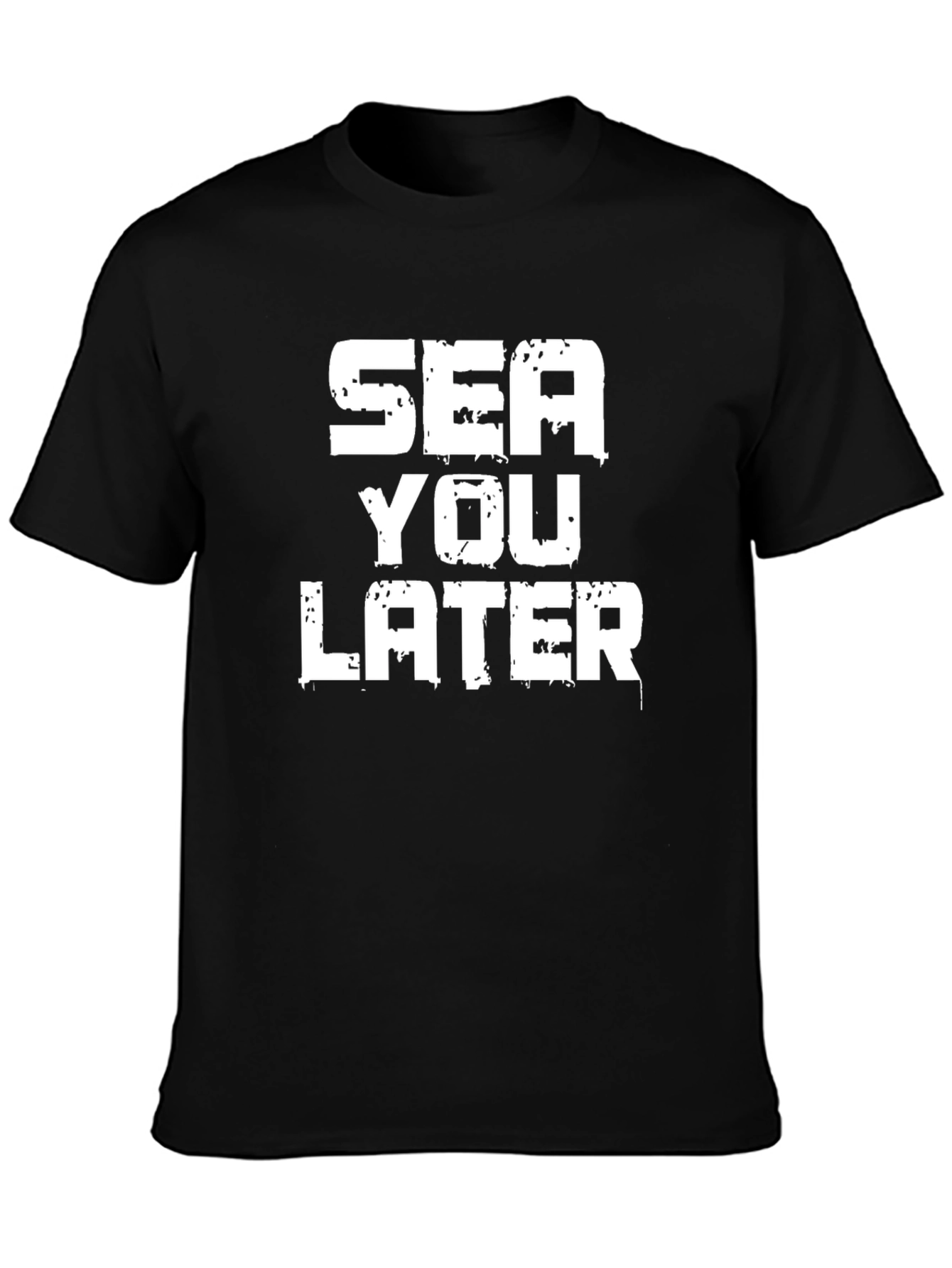 Sea You Later Graphic Print Black T-Shirt