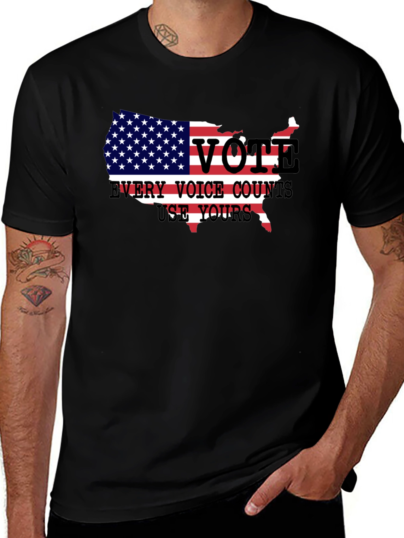 Vote USA Patriotic T-Shirt - Every Voice Counts