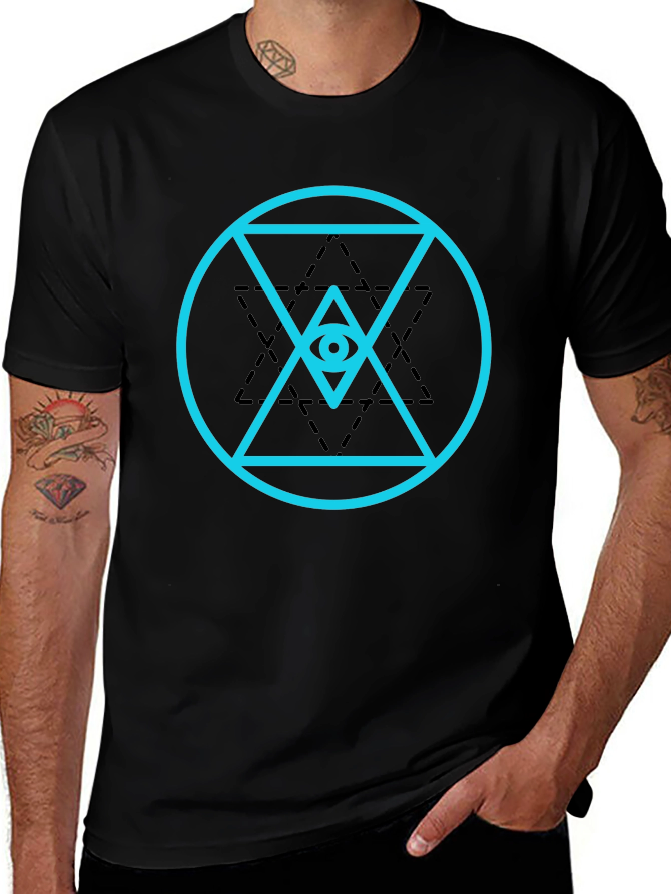 Eye in Triangle Graphic Tee - Black Cotton Blend