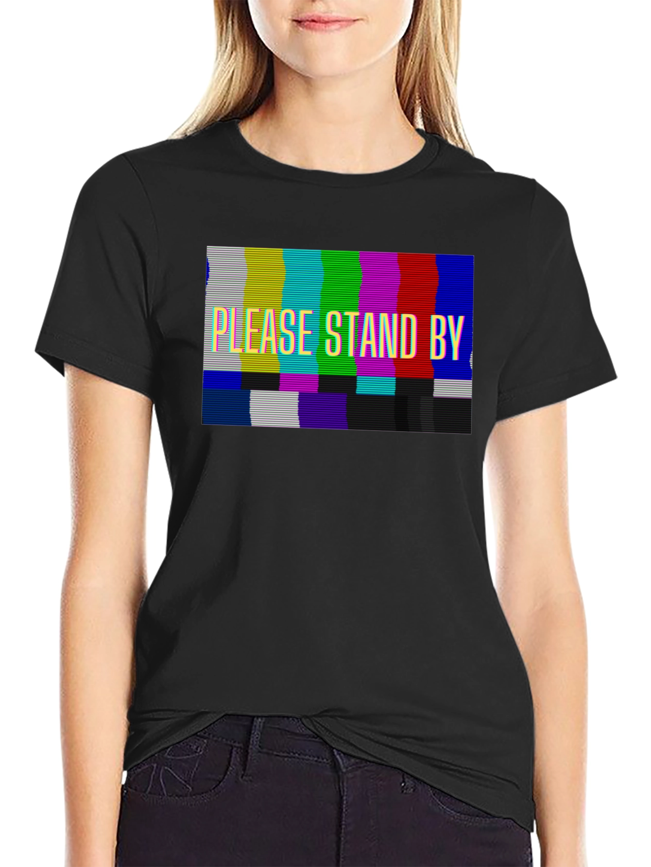 Please Stand By Graphic T-Shirt - Black Tee