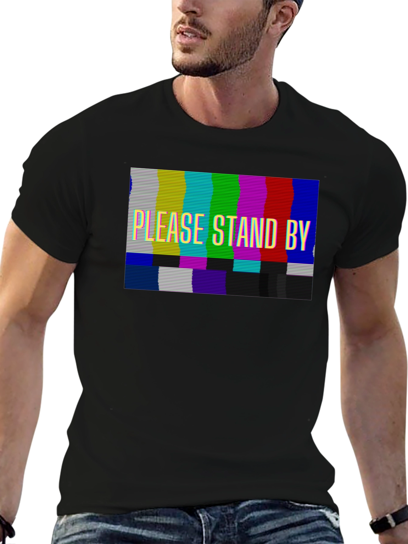 Please Stand By Graphic T-Shirt - Black Tee